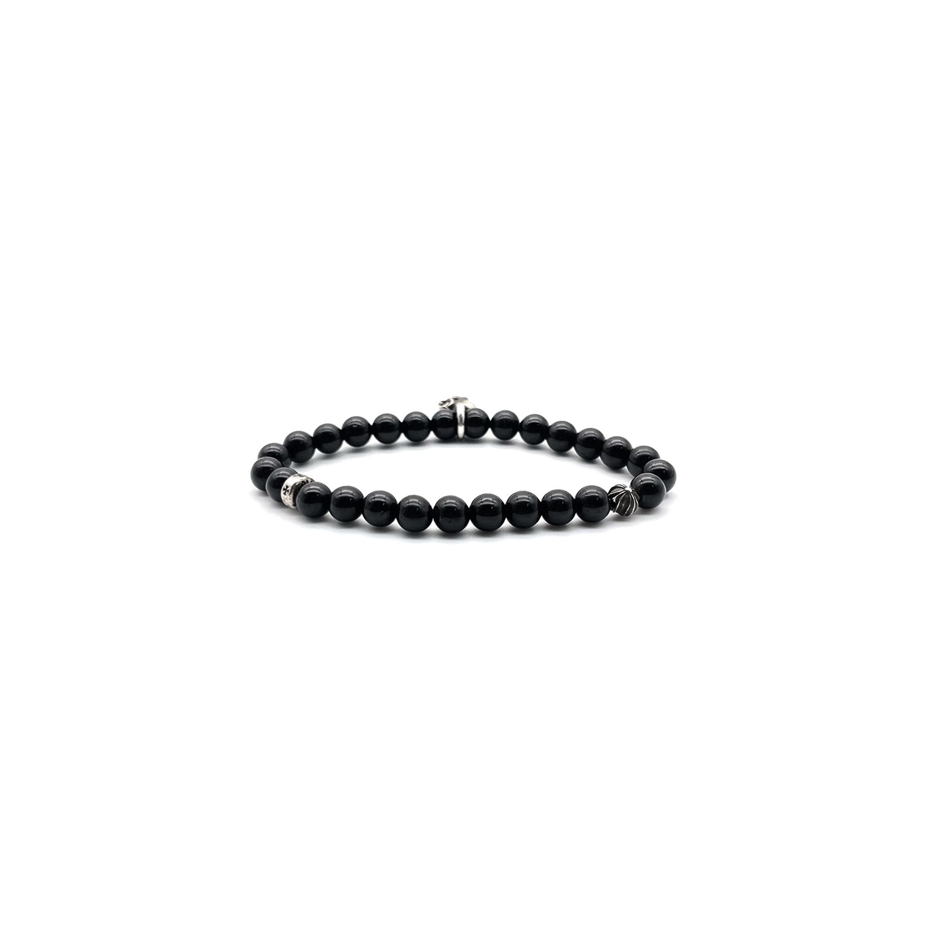 Chrome Hearts Chrome Hearts 6mm Obsidian Silver Vine Heart Beaded Bracelet Size ONE SIZE - 3 Thumbnail
