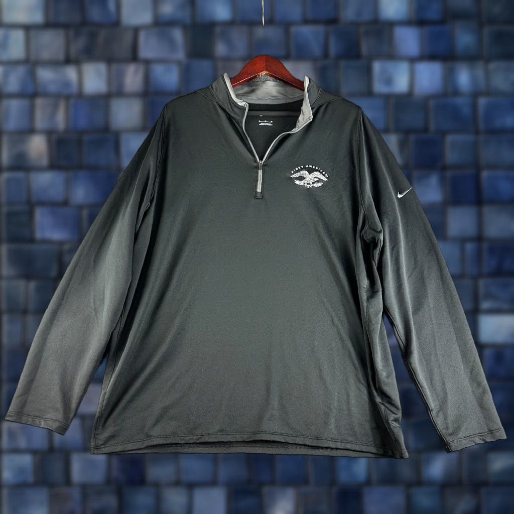 Nike Nike Mens XL 1/4 Zip Pullover Black Gray Stretch Long Sleeve Logo Casual Activewear Modern Classic Fit Regular Sleeves Men XL Black Size US XL / EU 56 / 4 - 1 Thumbnail