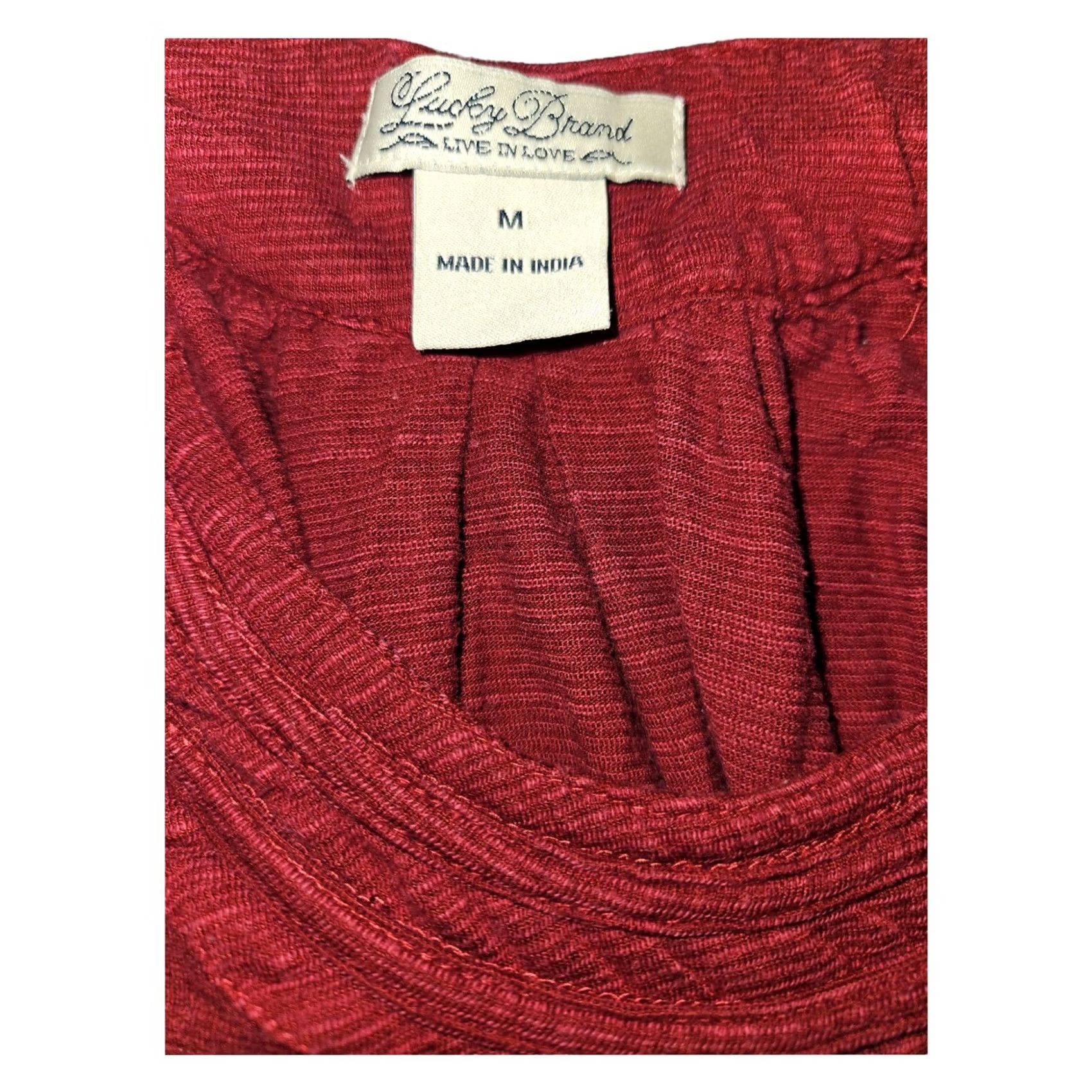 Lucky Brand Lucky Brand Blouse M Juniors 3/4 Sleeve Boat Neck Red Cotton Viscose Casual Preppy 90s Womens Size M / US 6-8 / IT 42-44 - 2 Thumbnail