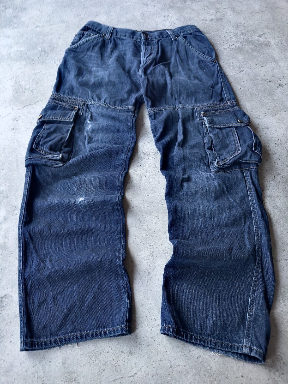 Dolce&Gabbana Vintage Stoned Denim Cargo Jeans Pants