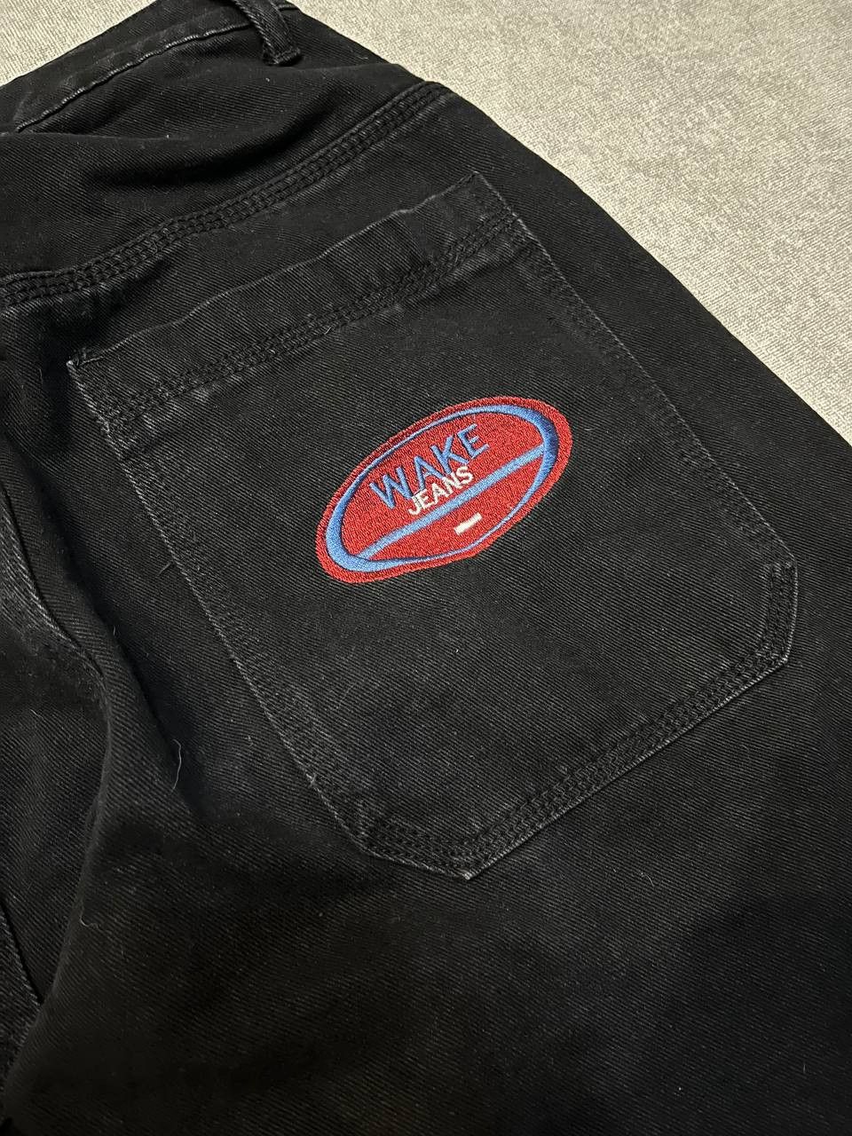 Other Wake Cargo Jeans Denim Black Logo Washed Rap Size US 28 / EU 44 - 7 Thumbnail