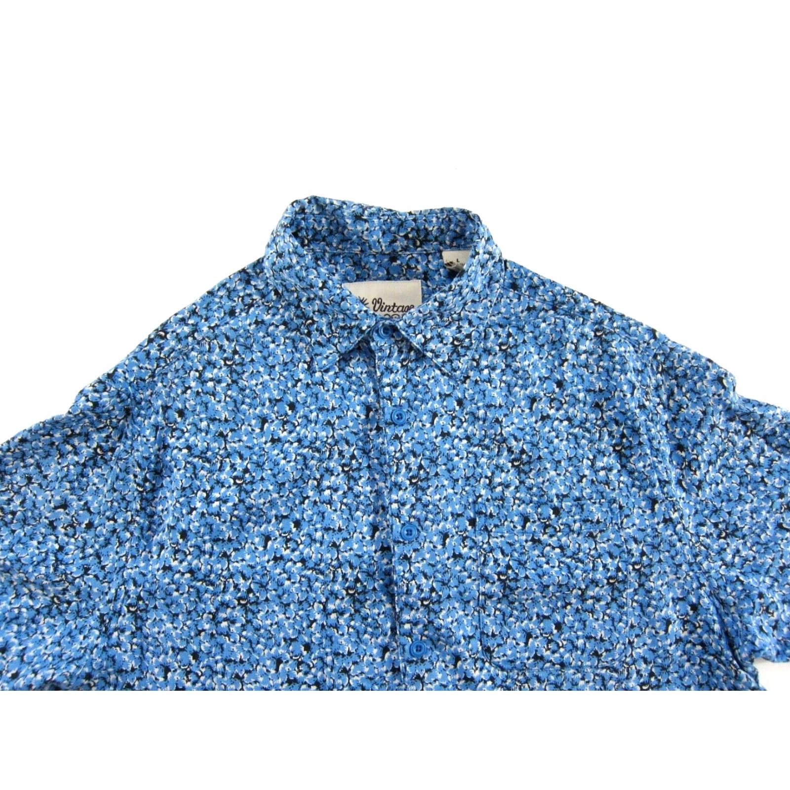 Vintage VINTAGE Vintage Silk 100% Silk Blue Floral Button Down Short Sleeve Hawaiian Shirt Large Size US L / EU 52-54 / 3 - 4 Thumbnail