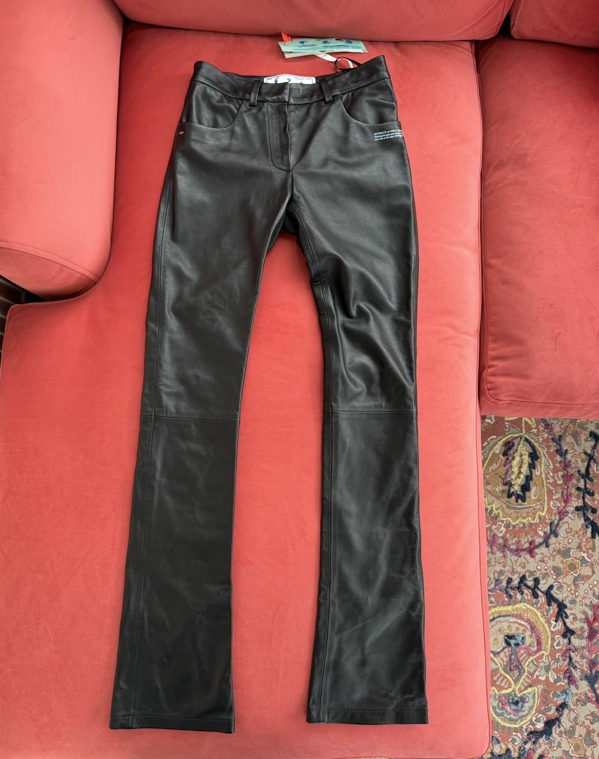 Off-White New Off-White skinny-flared leather trousers, size XS int Size 26" / US 2 / IT 38 - 1 Thumbnail