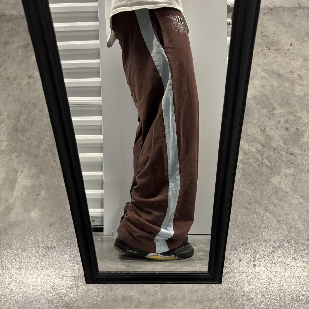 Guess × Vintage Crazy Vintage Y2K/2000s Baggy Brown Blue Striped Guess Streetwear Skater Wide Leg Sweatpants! Size US 34 / EU 50 - 1 Thumbnail