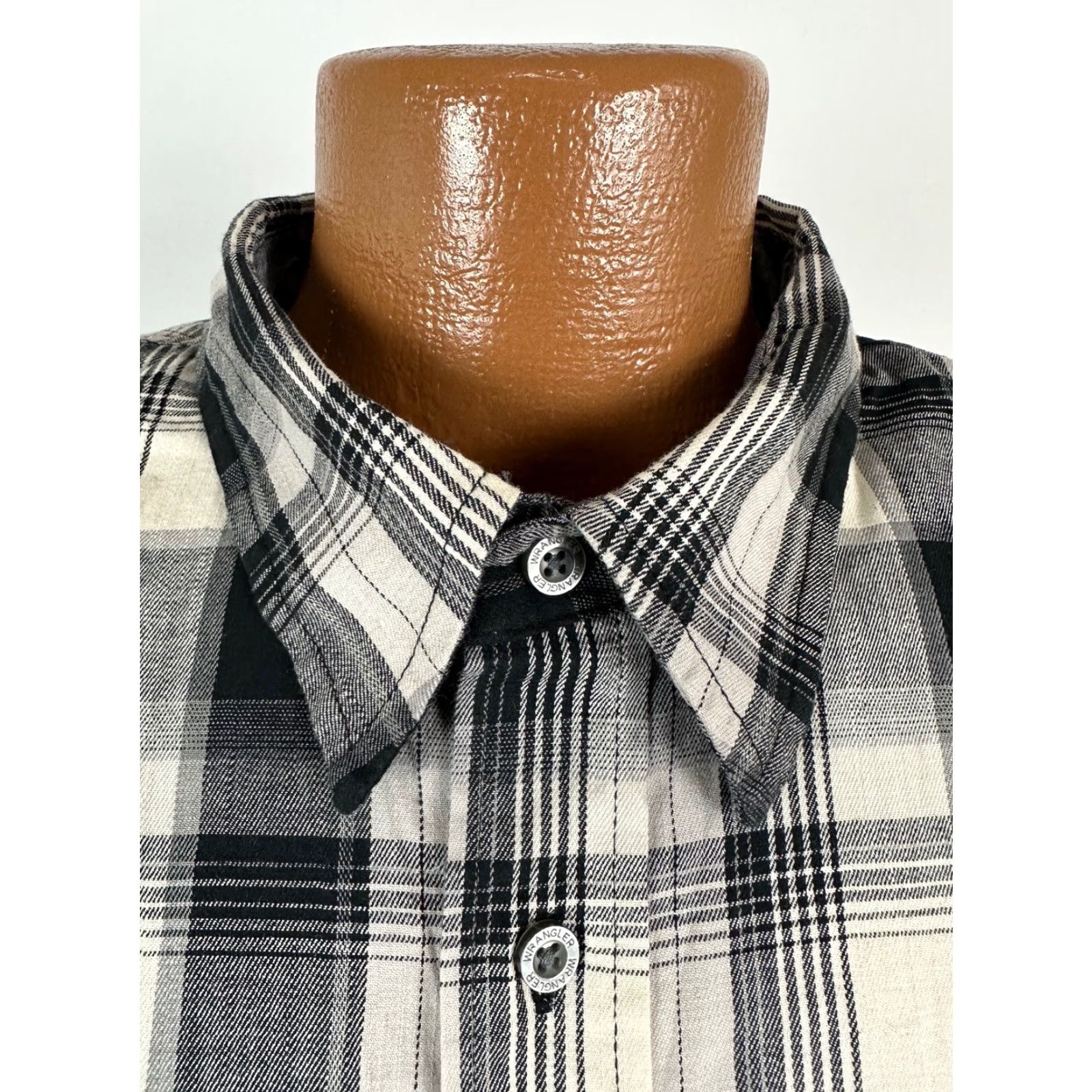 Wrangler Wrangler Flex For Comfort Shirt Men 2XL Black Plaid Casual Work Stretch Button-Up Long Sleeve Shirt Mens Size US XXL / EU 58 / 5 - 5 Thumbnail