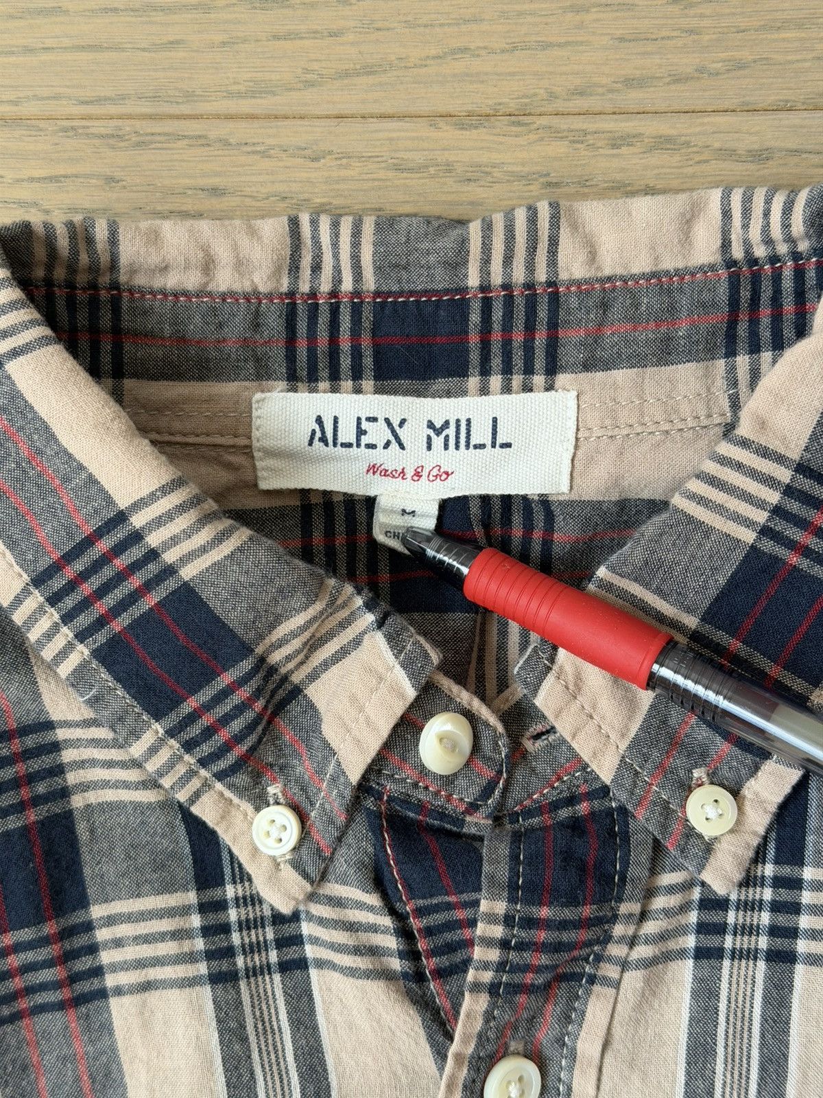 Alex Mill Tan Plaid Wash & Go Button Up Shirt Size US M / EU 48-50 / 2 - 3 Thumbnail
