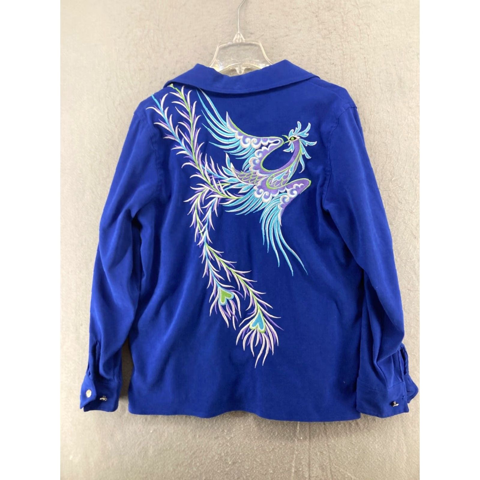Bob Mackie Bob Mackie Shirt Womens Medium 1/4 Zip Long Sleeve Peacock Embroidered Size M / US 6-8 / IT 42-44 - 2 Thumbnail