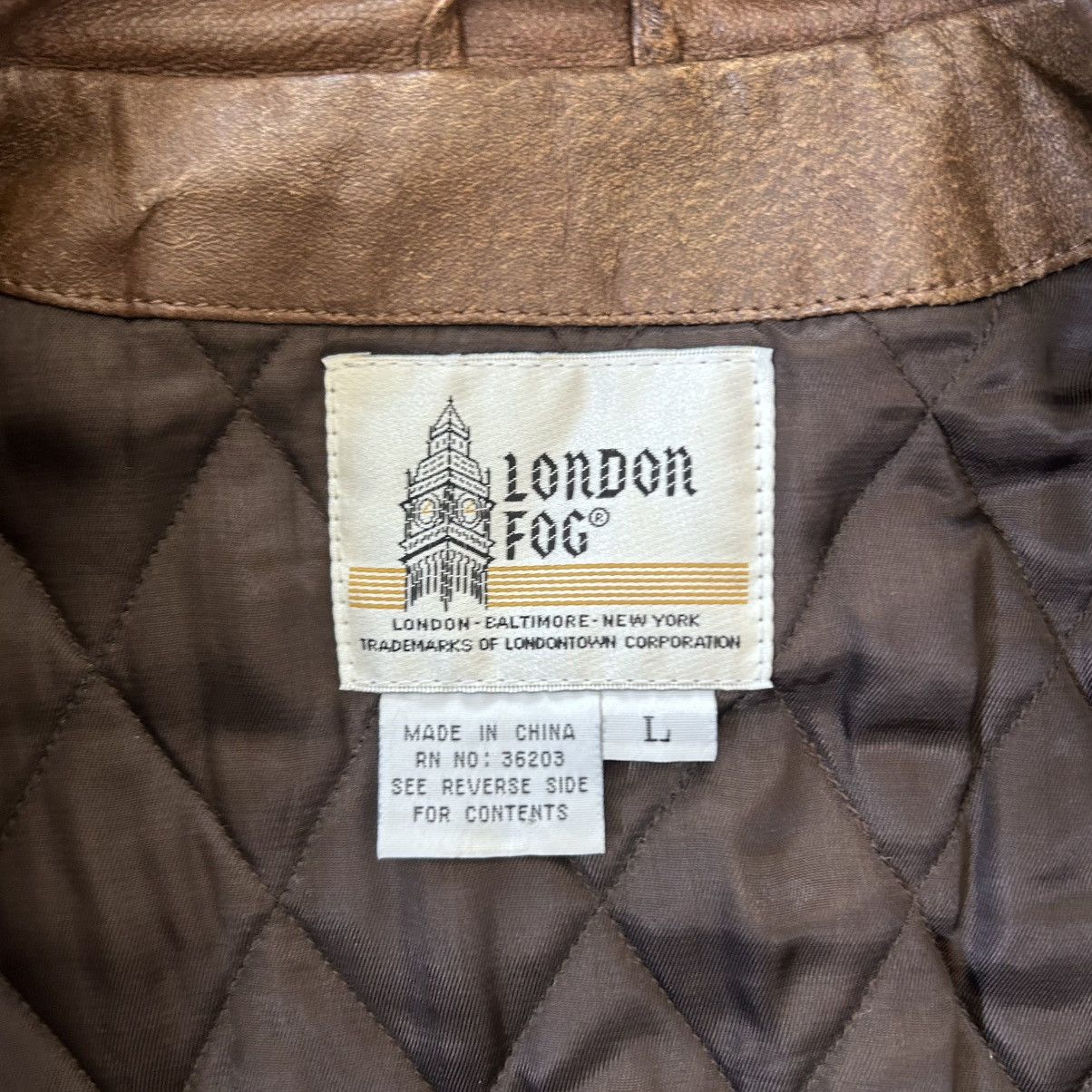 London Fog London Fog Leather Bomber Aviator Jacket Size US L / EU 52-54 / 3 - 6 Thumbnail