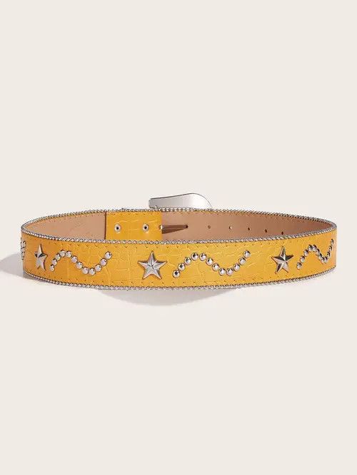 VIBE Yellow pop star studded belt Size ONE SIZE - 3 Thumbnail