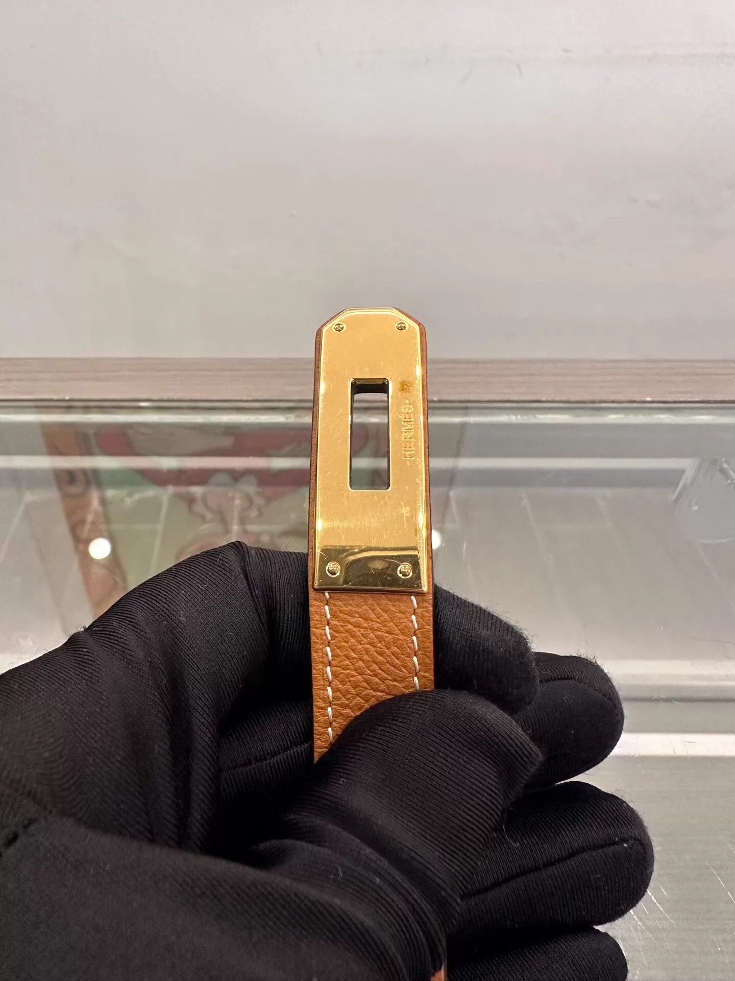 Hermes Hermes Kelly buckle 2cm belt Gold Brown 85 D mint box Size ONE SIZE - 7 Thumbnail