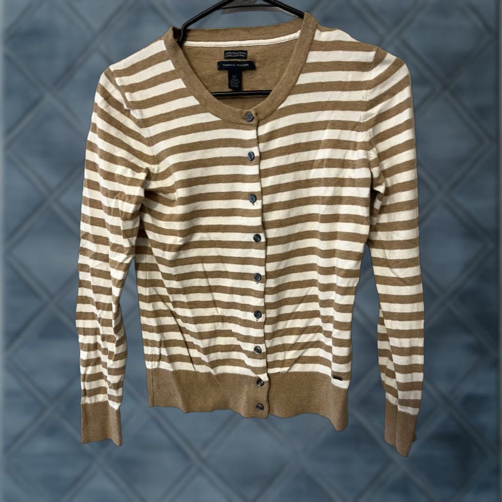 Tommy Hilfiger VINTAGE Tommy Hilfiger Women's Sweater Cardigan Fall Spring Casual Business Size S Beige Cotton Knitted Button Long Sleeve Crew Neck Size S / US 4 / IT 40 - 1 Thumbnail