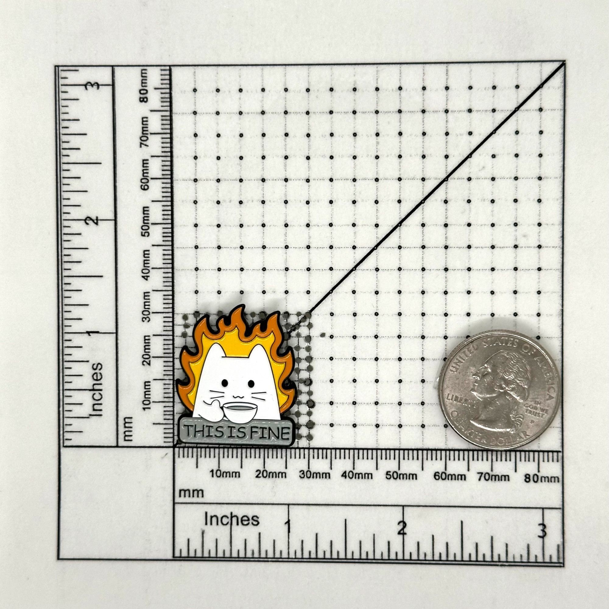 Other 🤩This Is Fine Cat On Fire Sipping Tea Enamel Pin Animal Bro Size ONE SIZE - 6 Thumbnail
