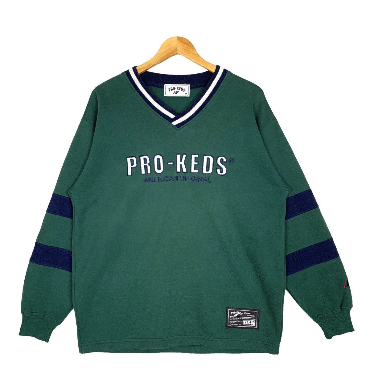 image of Pro Keds Vintage Pro-Keds American Original Vneck Sweatshirt in Green, Men's (Size Medium)