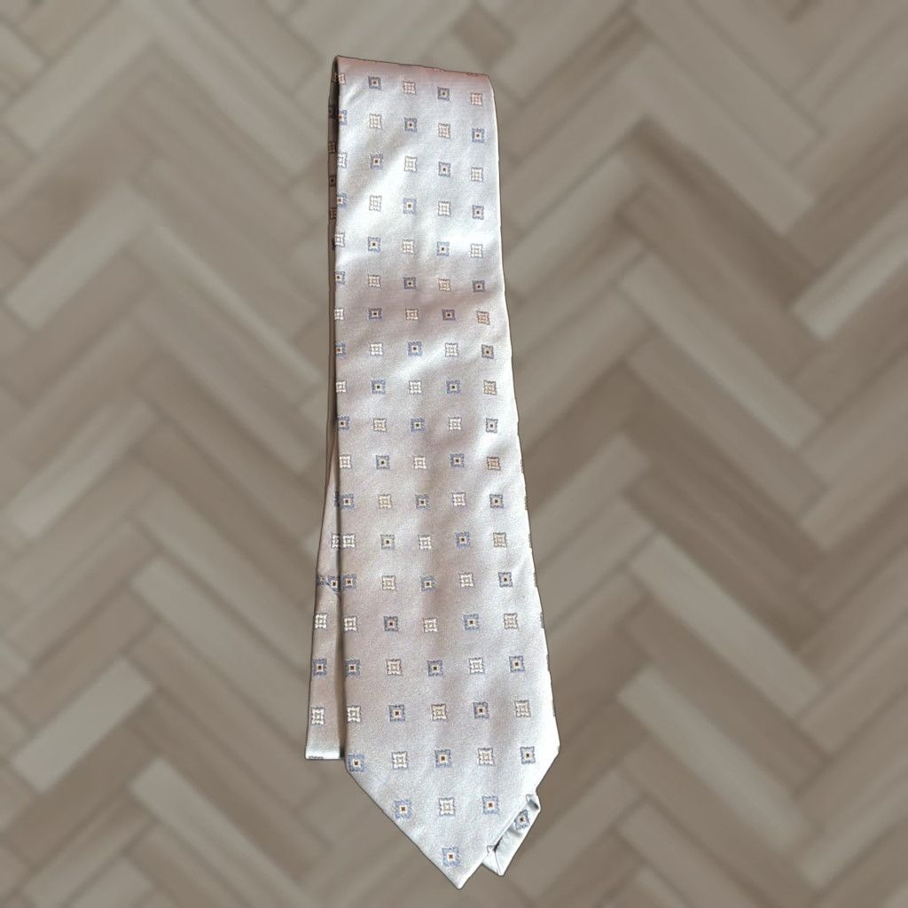 Ermenegildo Zegna Ermenegildo Zegna Silk Tie Blue XL Geometric Pattern Squares Classic Elegant Adjustable Mens Tie Size ONE SIZE - 1 Thumbnail