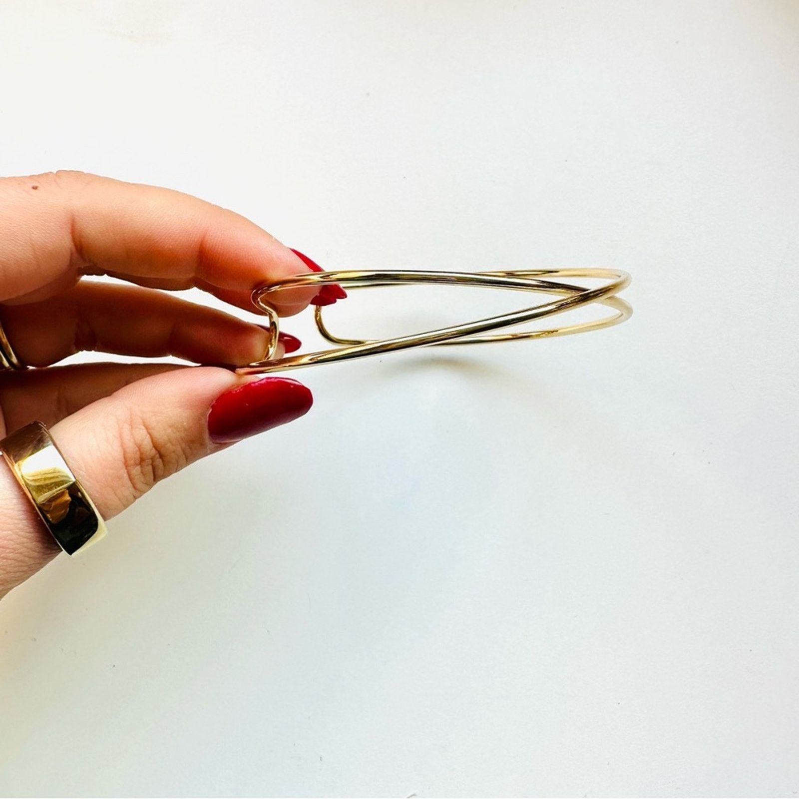 Nordstrom NEW NORDSTROM 14kt Gold Band Twisted Bracelet Bangle Cuff Size ONE SIZE - 10 Thumbnail