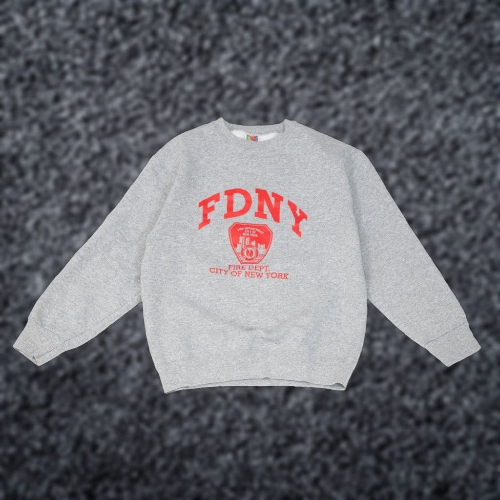 Fruit Of The Loom VINTAGE FDNY New York Fire Department Crewneck Sweatshirt Men M Gray Nike Size US M / EU 48-50 / 2 - 1 Thumbnail