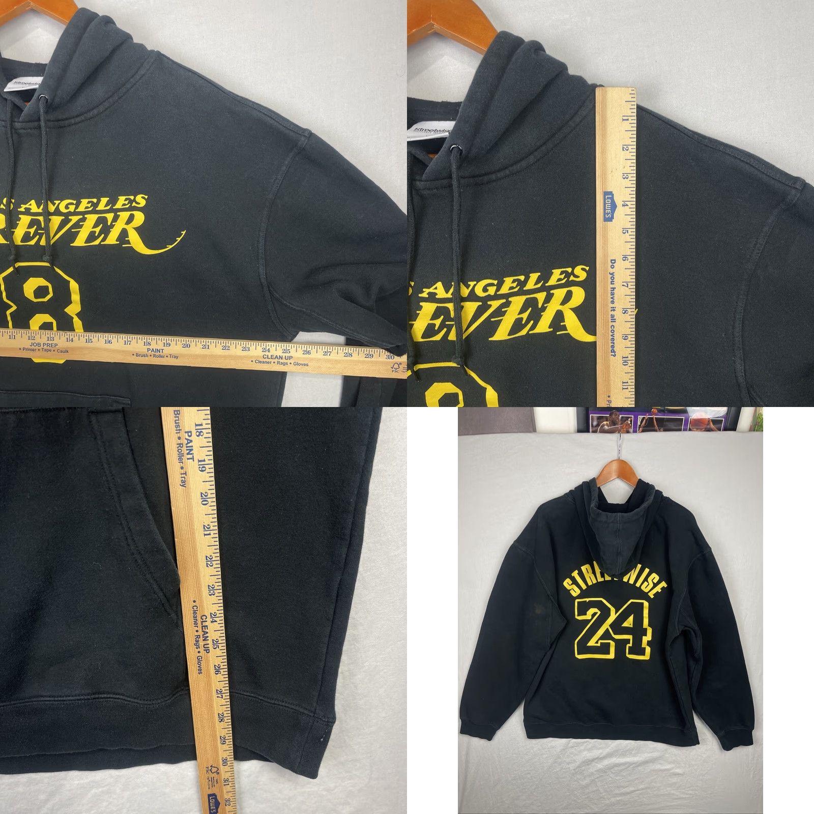 Vintage Streetwise Hoodie Mens XL Black Yellow Pullover Fleece Kobe Memorial Sweatshirt Size US XL / EU 56 / 4 - 8 Thumbnail