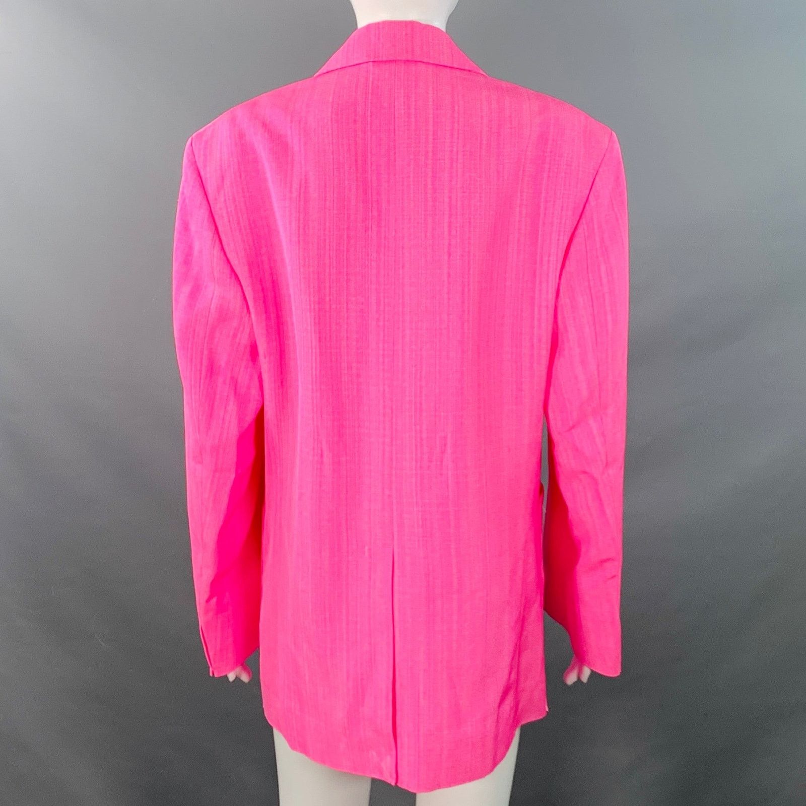 Jacquemus S Le Raphia Pink White Viscose Blend Notch Lapel Jacket Size S / US 4 / IT 40 - 3 Thumbnail