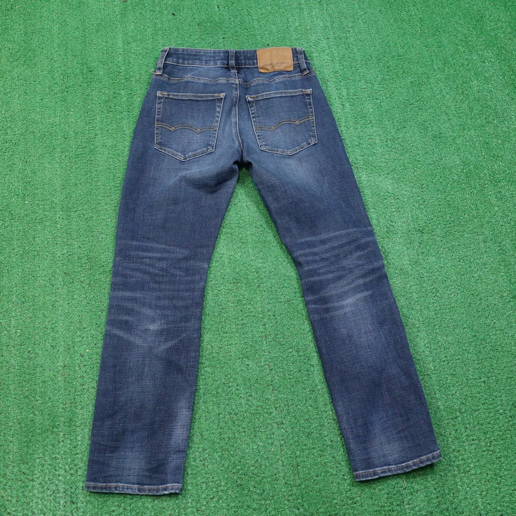 American Eagle Outfitters AMERICAN EAGLE EXTREME FLEX SLIM STRAIGHT DISTRESSED DENIM JEANS MENS 26X28 BLUE Size US 26 / EU 42 - 5 Thumbnail
