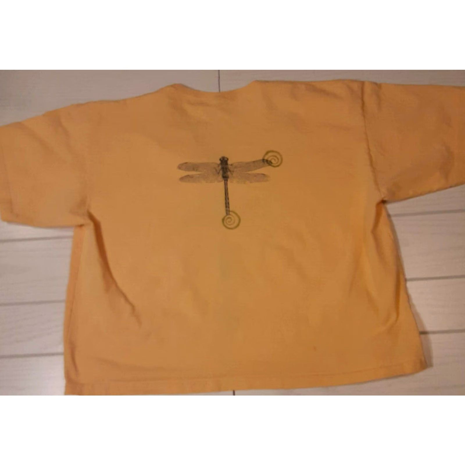 Vintage VINTAGE Cali-Cru Dragonfly Crop Top T-Shirt Front & Back XL Womens Yellow 1980s Beach Sportswear Cotton Size XL / US 12-14 / IT 48-50 - 2 Thumbnail