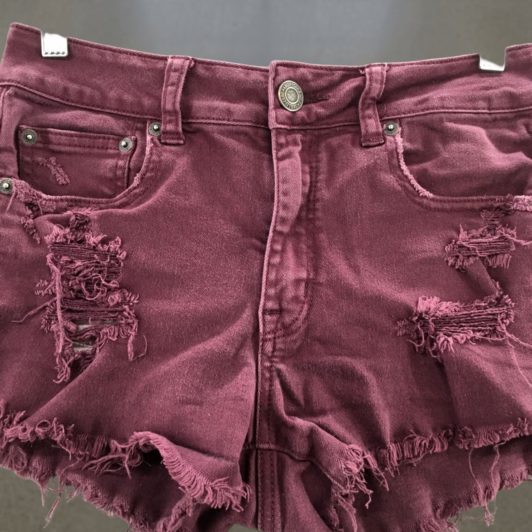 American Eagle Outfitters American Eagle Outfitters Cut-off Shorts Womens 4 Purple Zip Fly Denim 28 Inseam 2.5 in Distressed 5-Pocket Regular Rise Mid Vintage: No Size 27" / US 4 / IT 40 - 1 Thumbnail