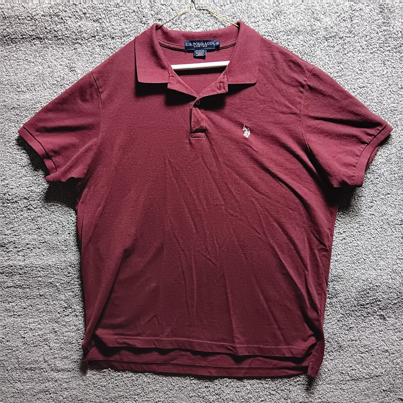 U.S. Polo Assn. U.S. Polo Assn Mens Burgundy Polo XL Classic Fit Preppy Size US XL / EU 56 / 4 - 1 Thumbnail