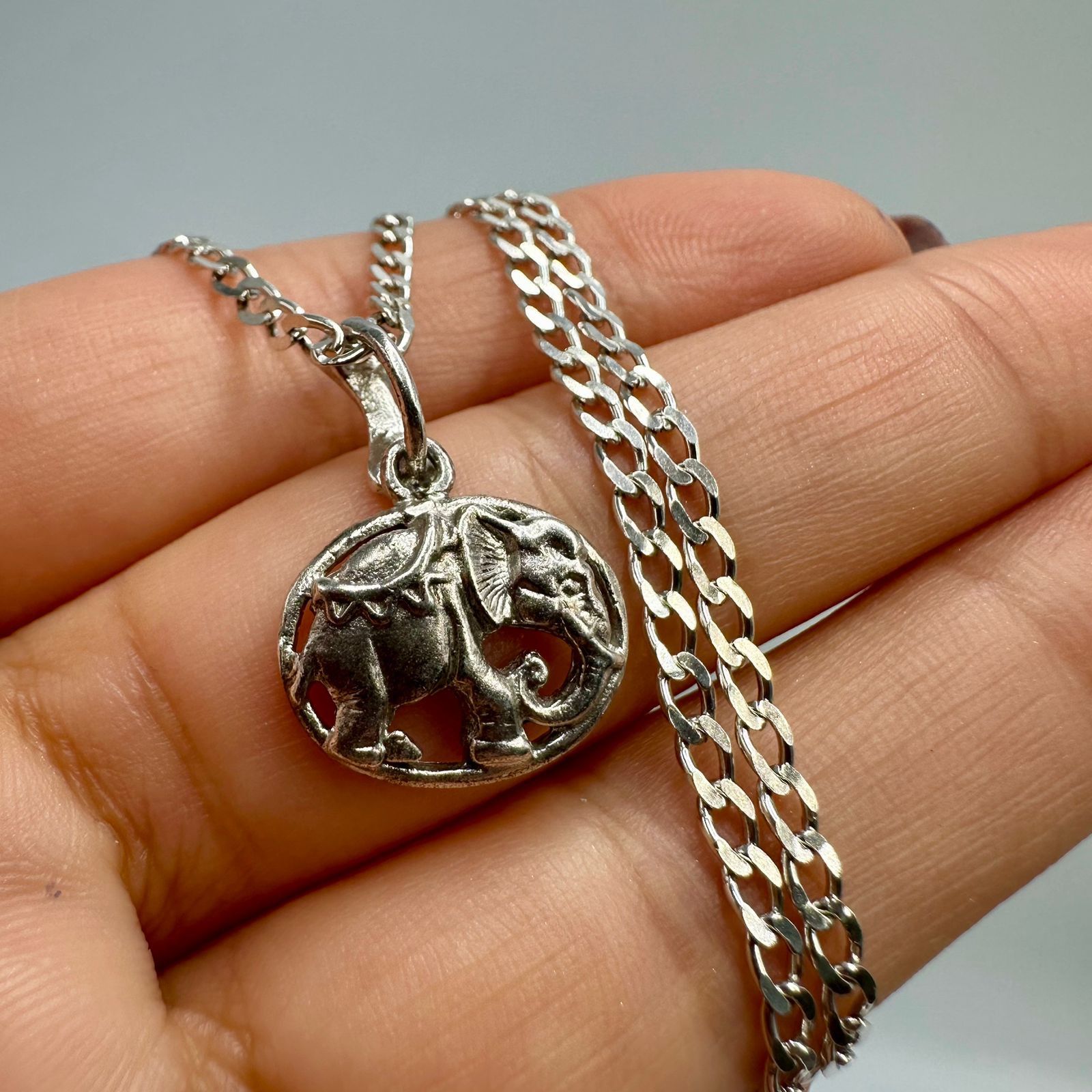 Sterling Silver Vintage Sterling Silver 925 Elephant Pendant Necklace Size ONE SIZE - 1 Thumbnail