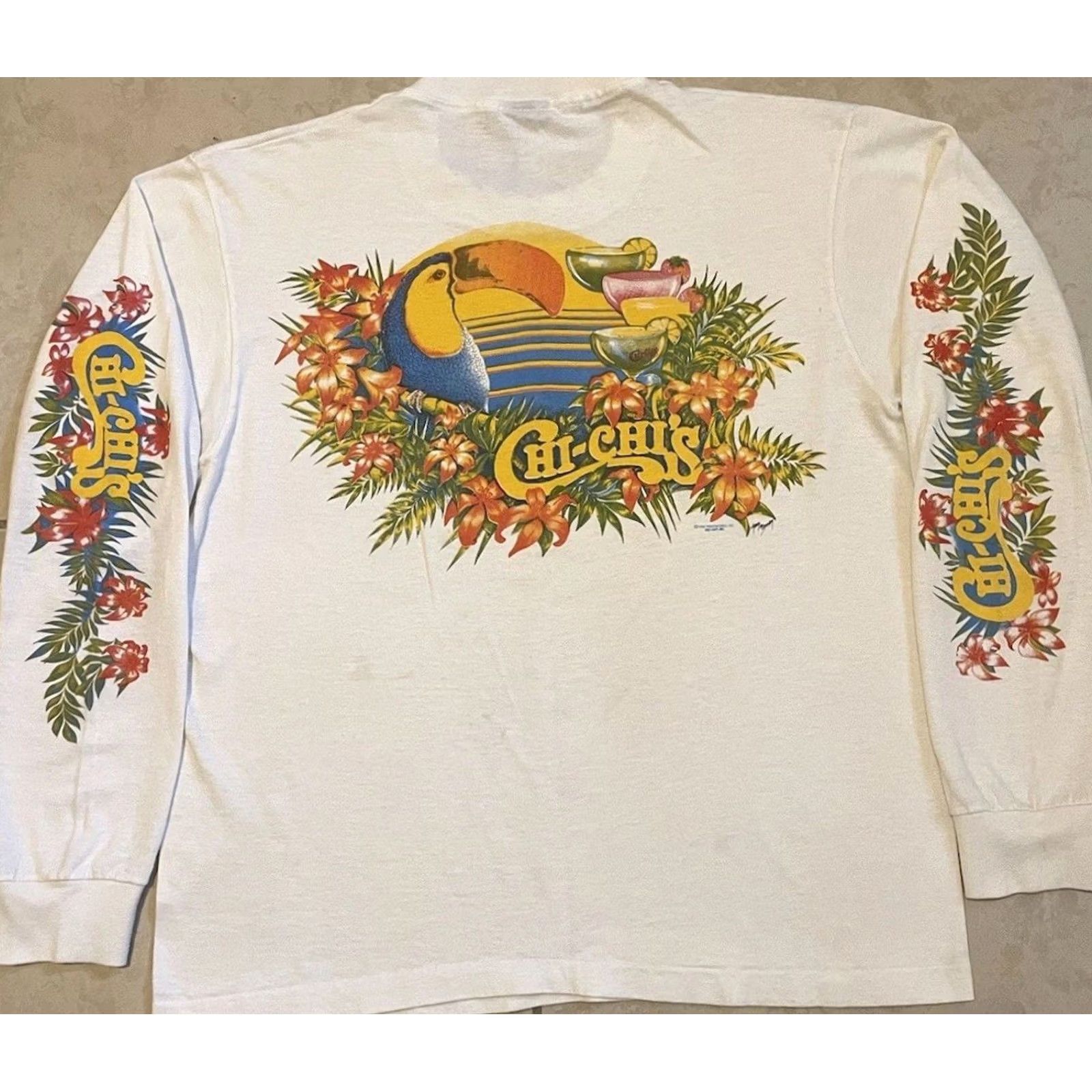 Vintage VINTAGE 80s Chi Chi’s Parrot Shirt S Bar Beach Animal Flower Surf Grunge 70s White Mens Size US S / EU 44-46 / 1 - 2 Thumbnail