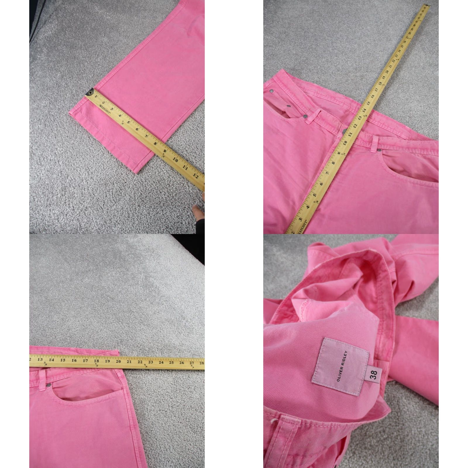 Vintage Oliver Ridley Chino Pants Womens Regular 40 Pink Solid Size 27" / US 4 / IT 40 - 8 Thumbnail