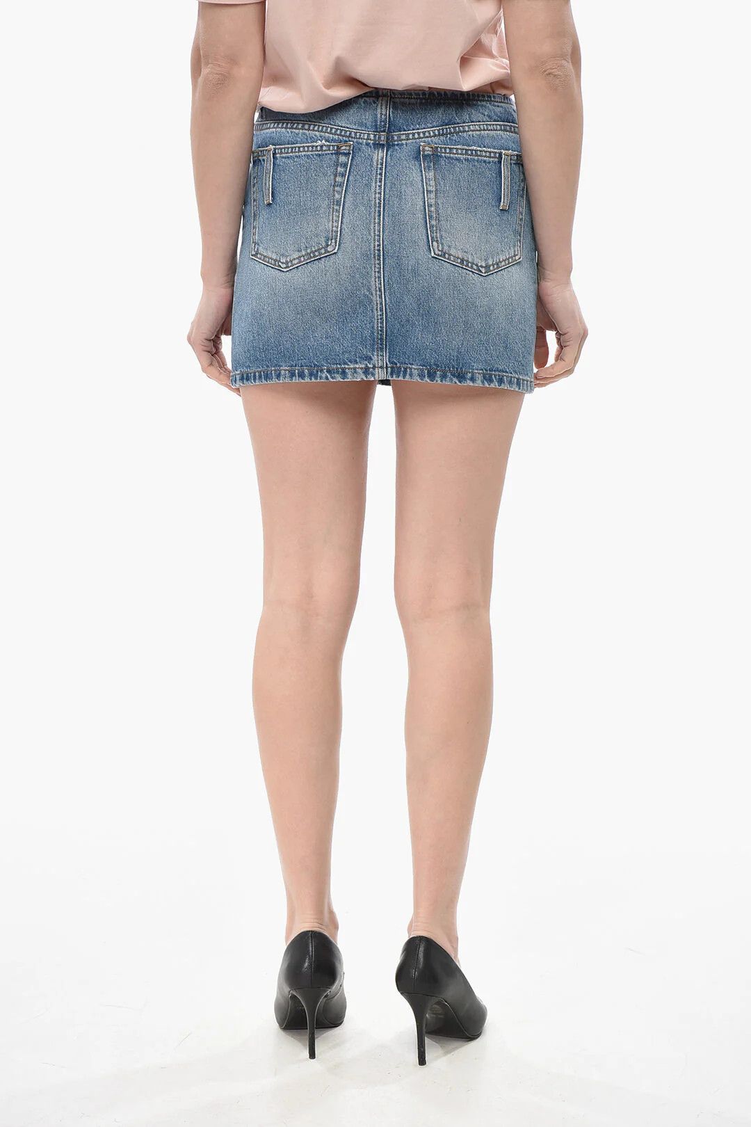 Dolce & Gabbana og1mm0426 Denim Mini Skirt in Light Blue Size 26" / US 2 / IT 38 - 2 Thumbnail