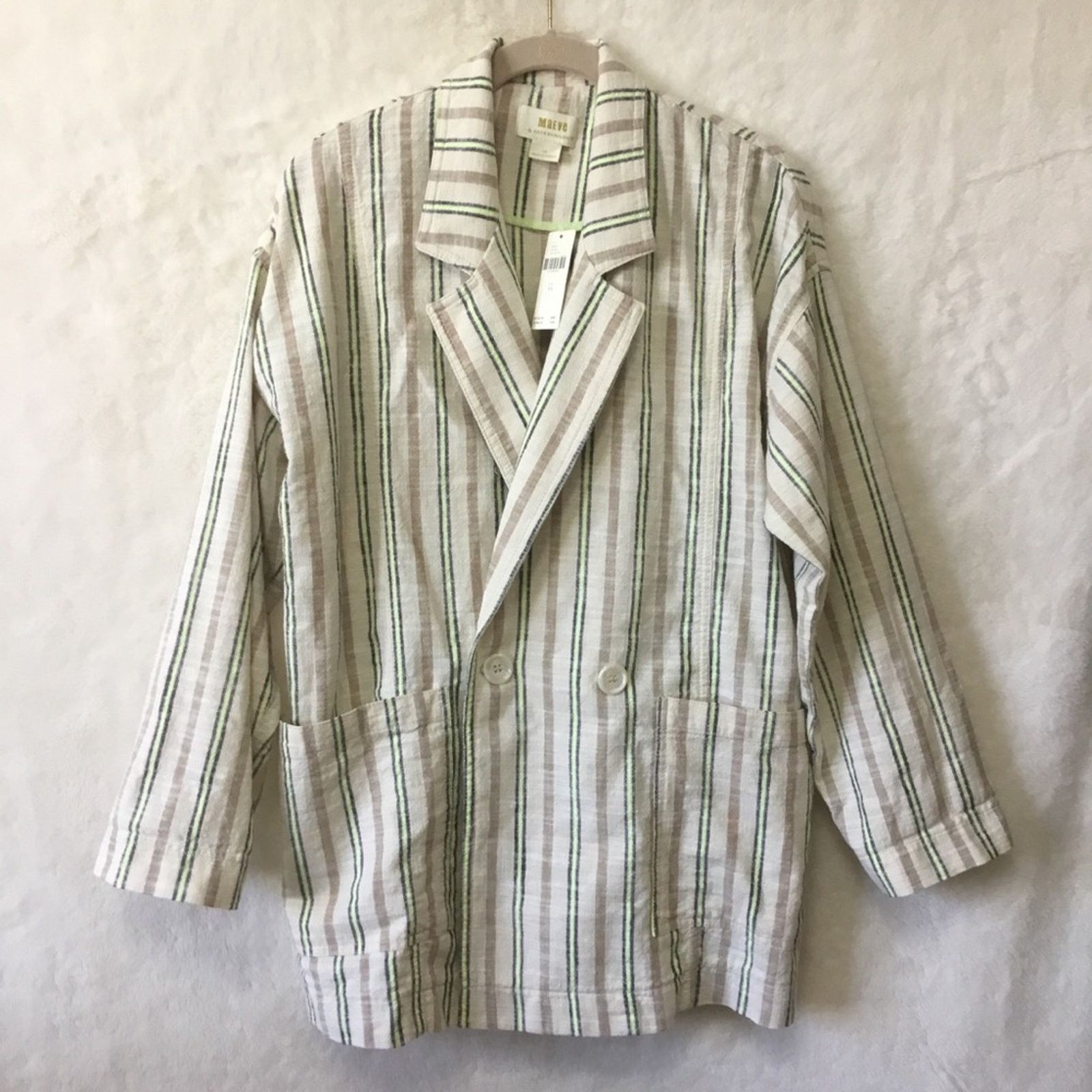 Anthropologie Maeve Cream Danielle Striped Blazer