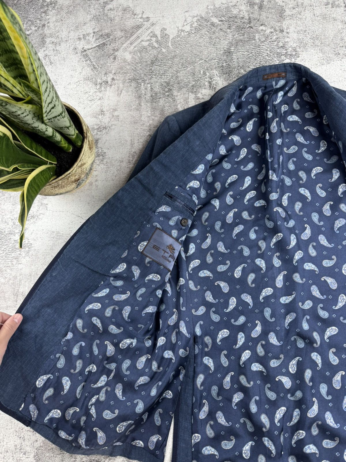 Etro Etro Milano 100% Linen 48R Size Classic Blue Men’s Blazer Jacket Trousers Suit Size 48R - 13 Thumbnail