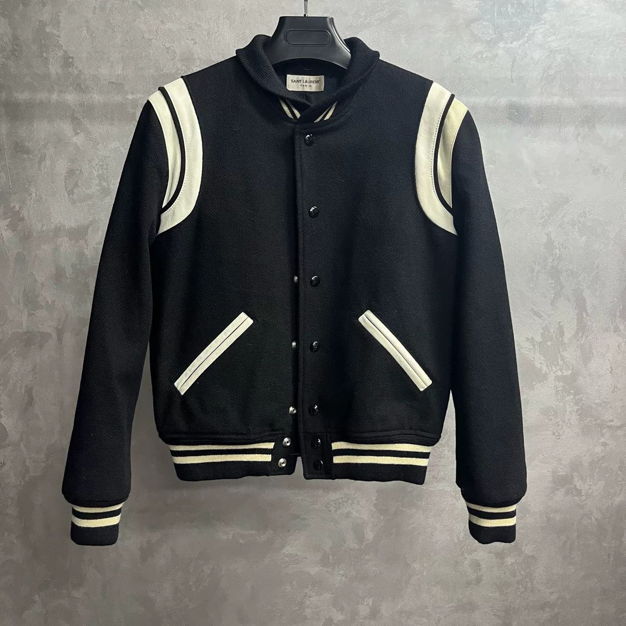 Saint Laurent Paris Saint Laurent Black White Varsity Jacket Size US M / EU 48-50 / 2 - 1 Thumbnail