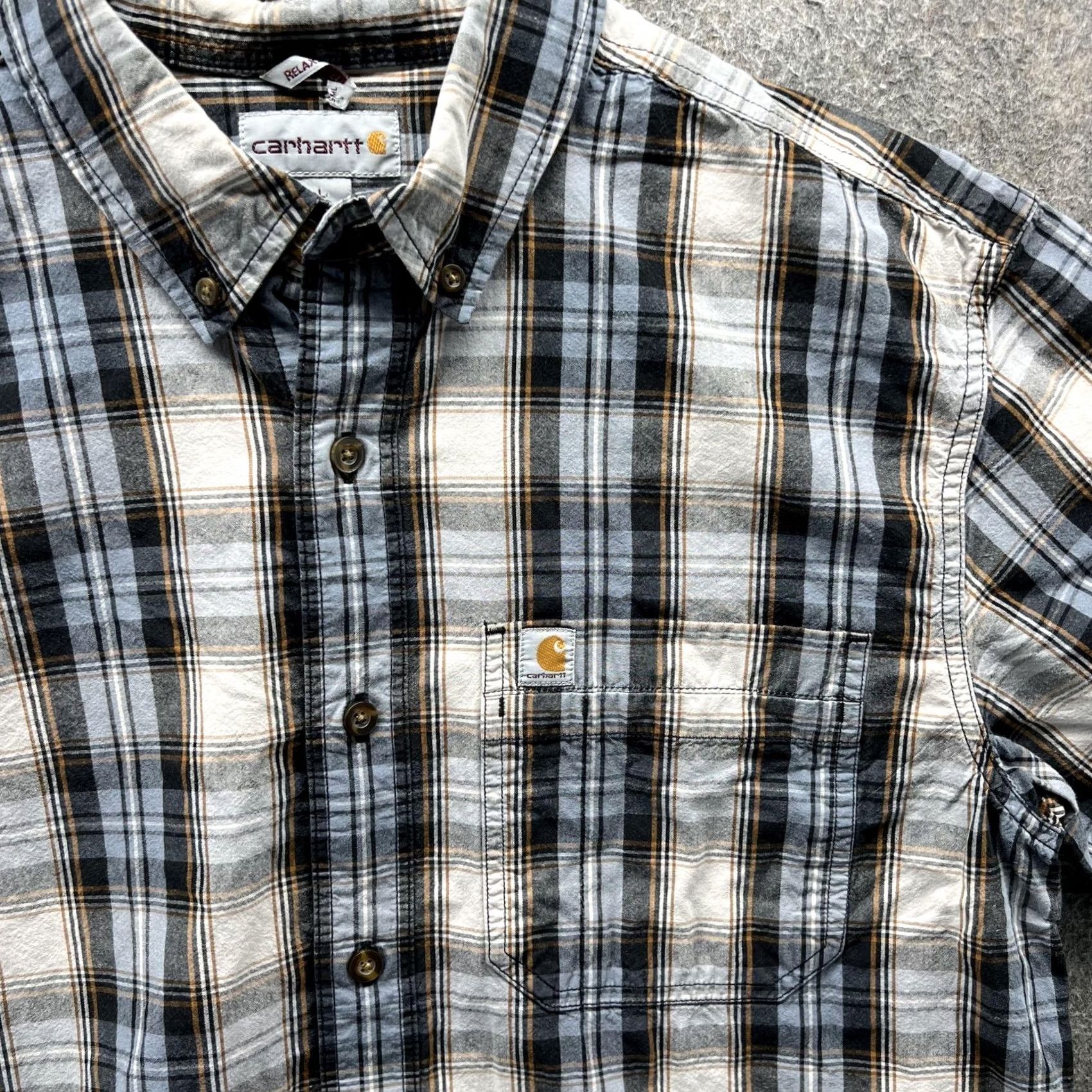 Carhartt Carhartt Shirt Mens L Gray Plaid Short Sleeve Button Front Relaxed Fit Size US L / EU 52-54 / 3 - 5 Thumbnail