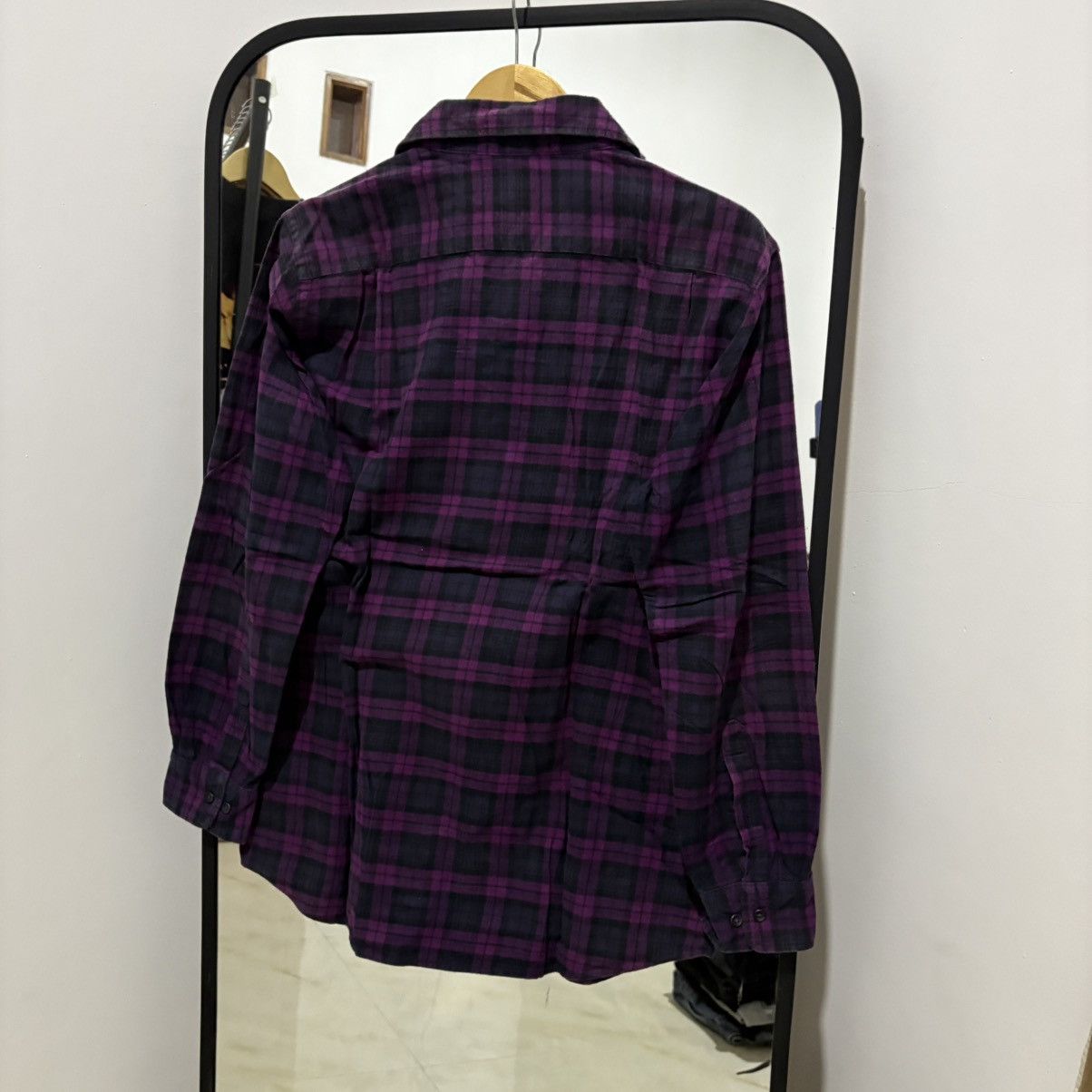 Uniqlo Flannel Shirt Purple Black Checkered Size US L / EU 52-54 / 3 - 2 Thumbnail