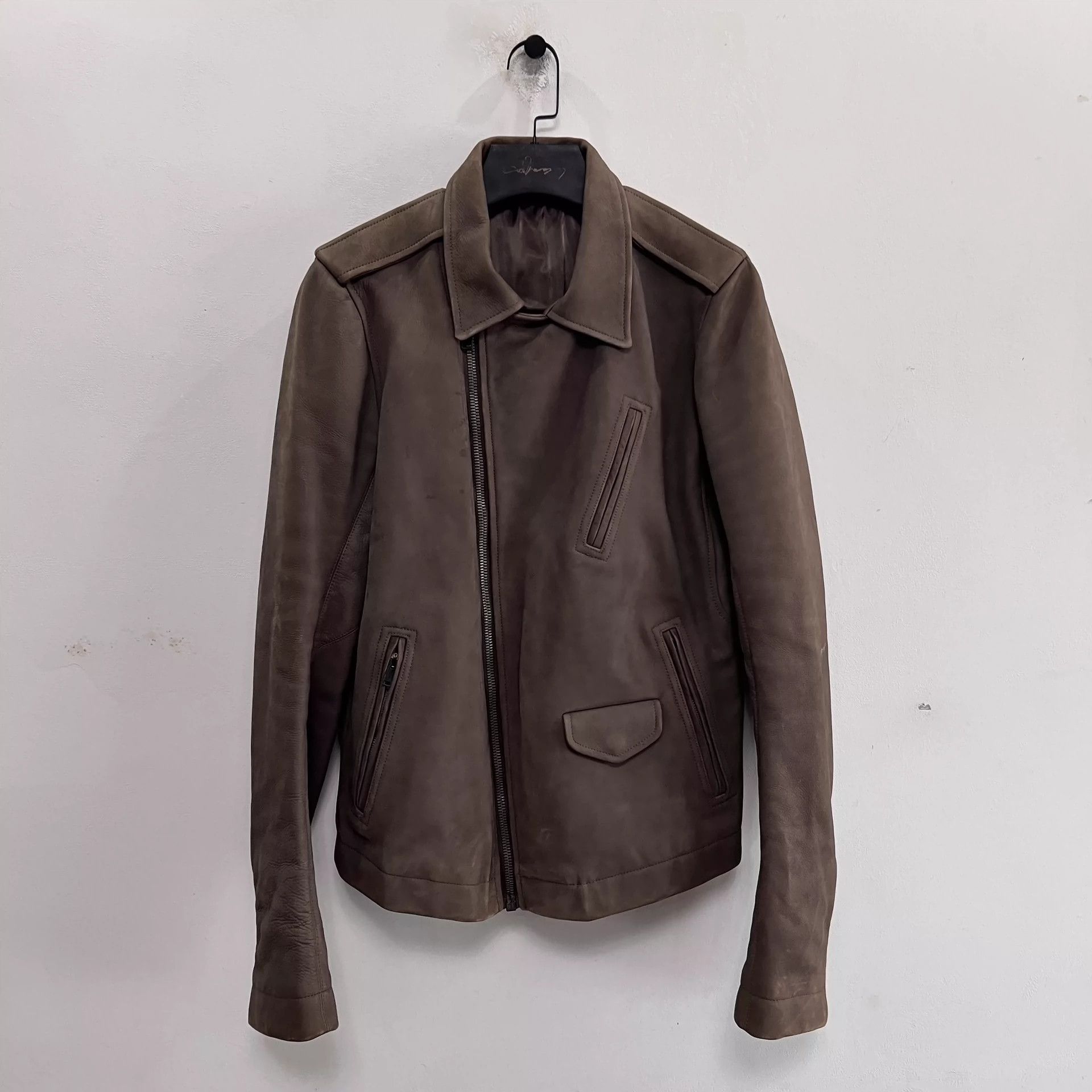 Rick Owens Main line cowhide material motorcycle leather coat