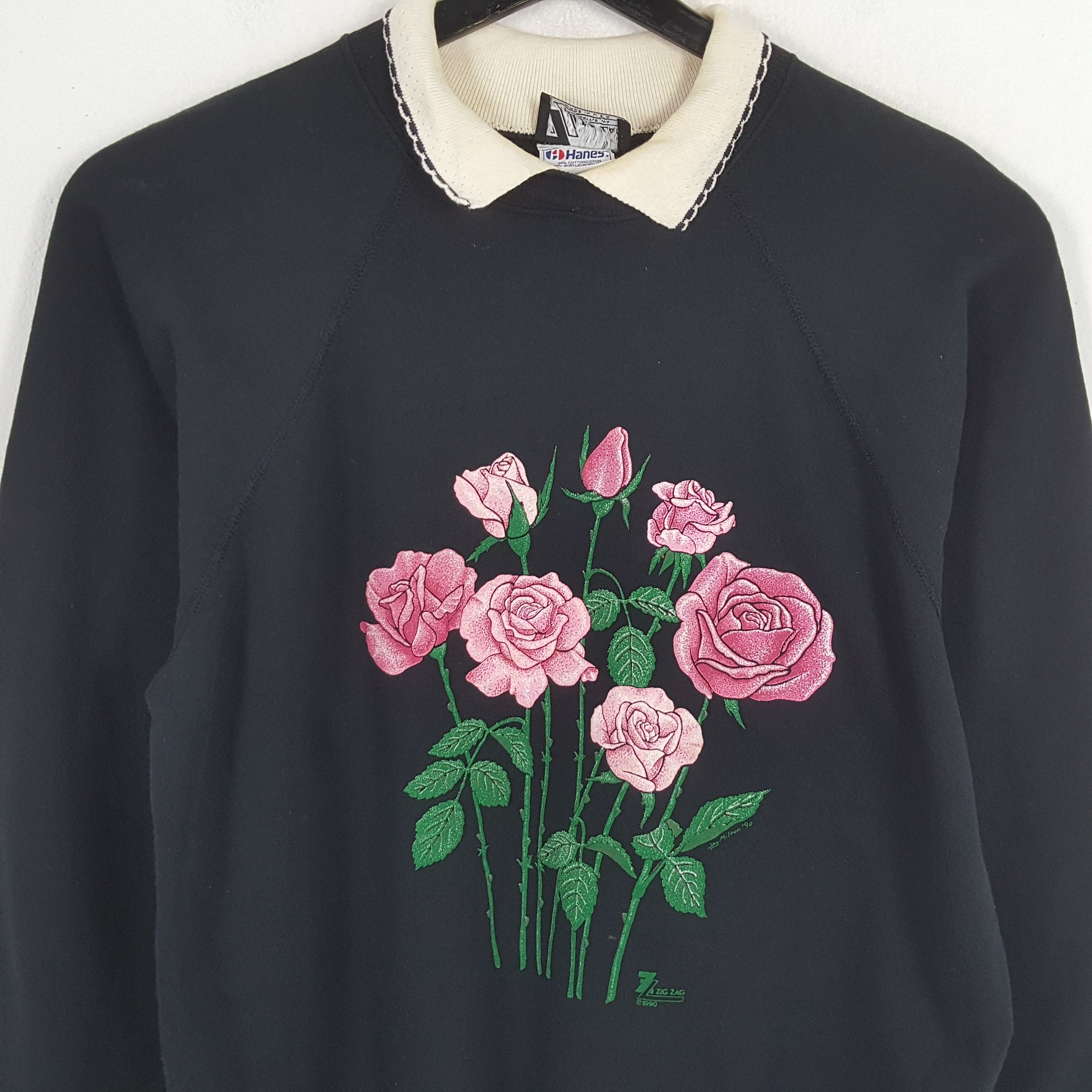 Vintage FLOWER ZIG ZAG Streetwear Style Collar Sweatshirt Size US L / EU 52-54 / 3 - 2 Thumbnail