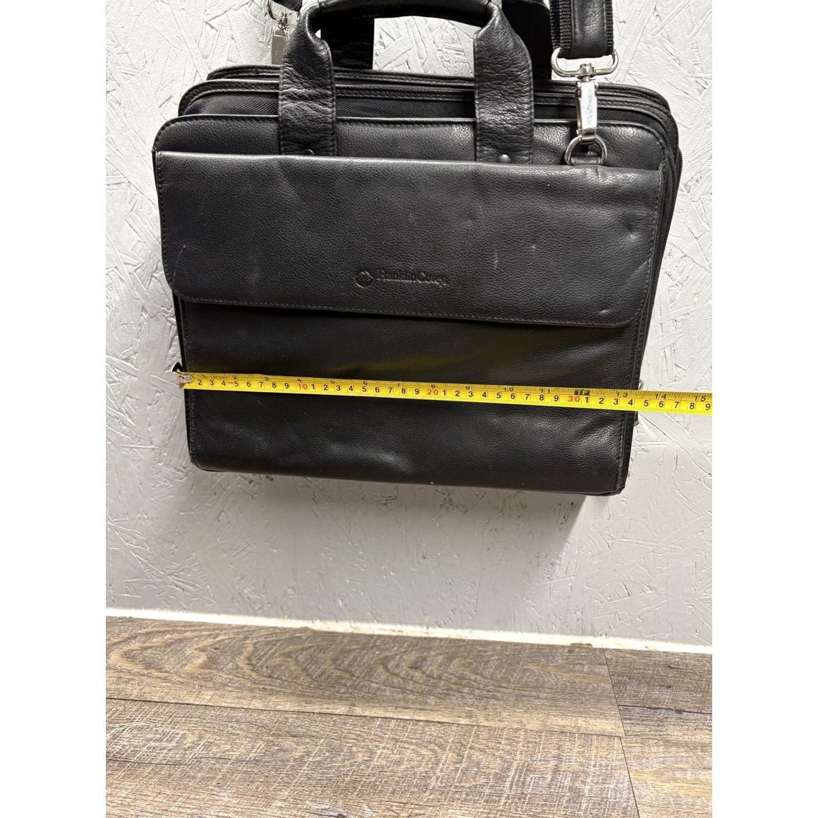 Vintage Franklin Covey Black Leather Shoulder Bag Purse | Medium Nylon Lining | School/Travel Crossbody Handbag Mens Womens Size ONE SIZE - 4 Thumbnail