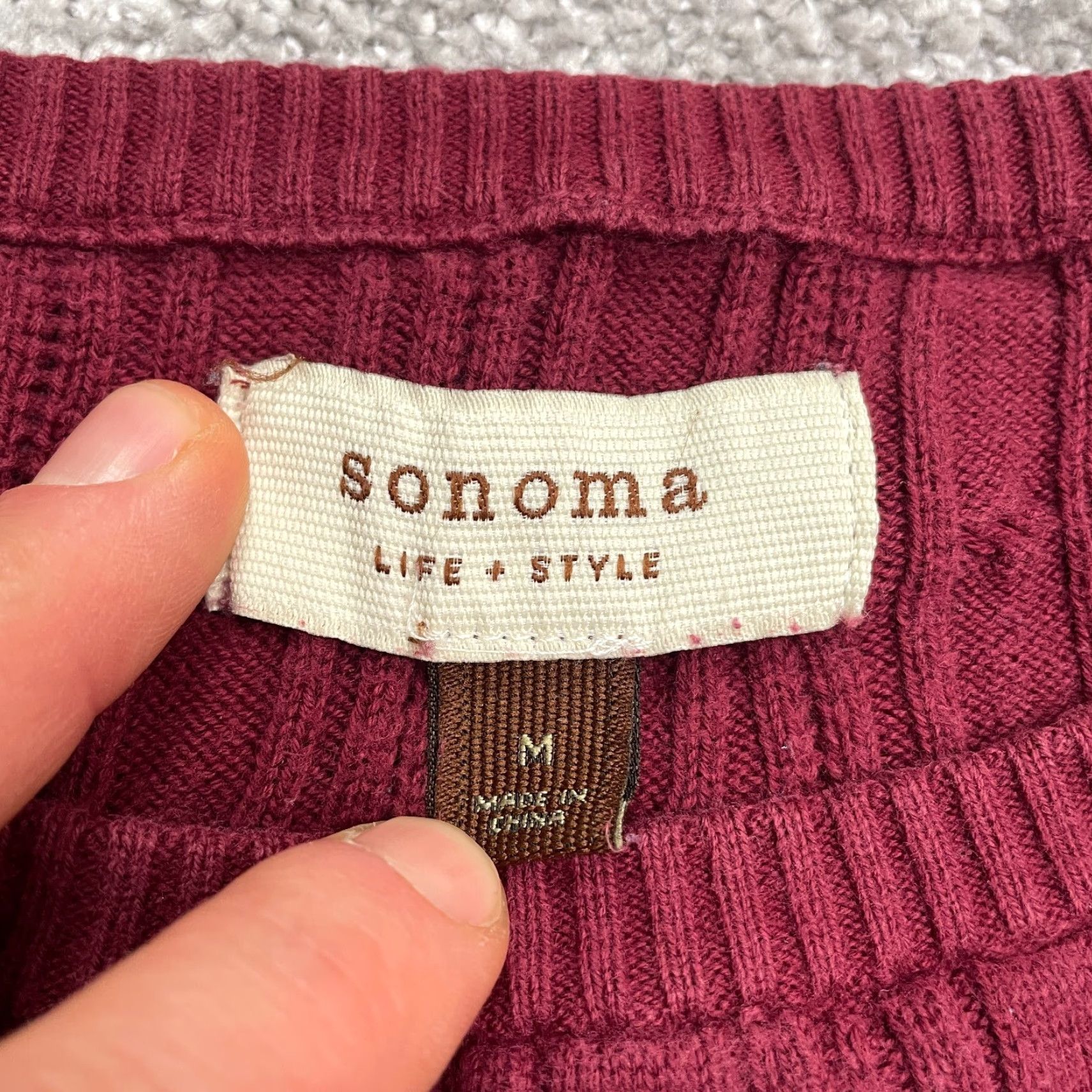Vintage Sonoma Knit Pullover Sweater Womens M Red Crew Neck Cotton Casual Size M / US 6-8 / IT 42-44 - 4 Thumbnail