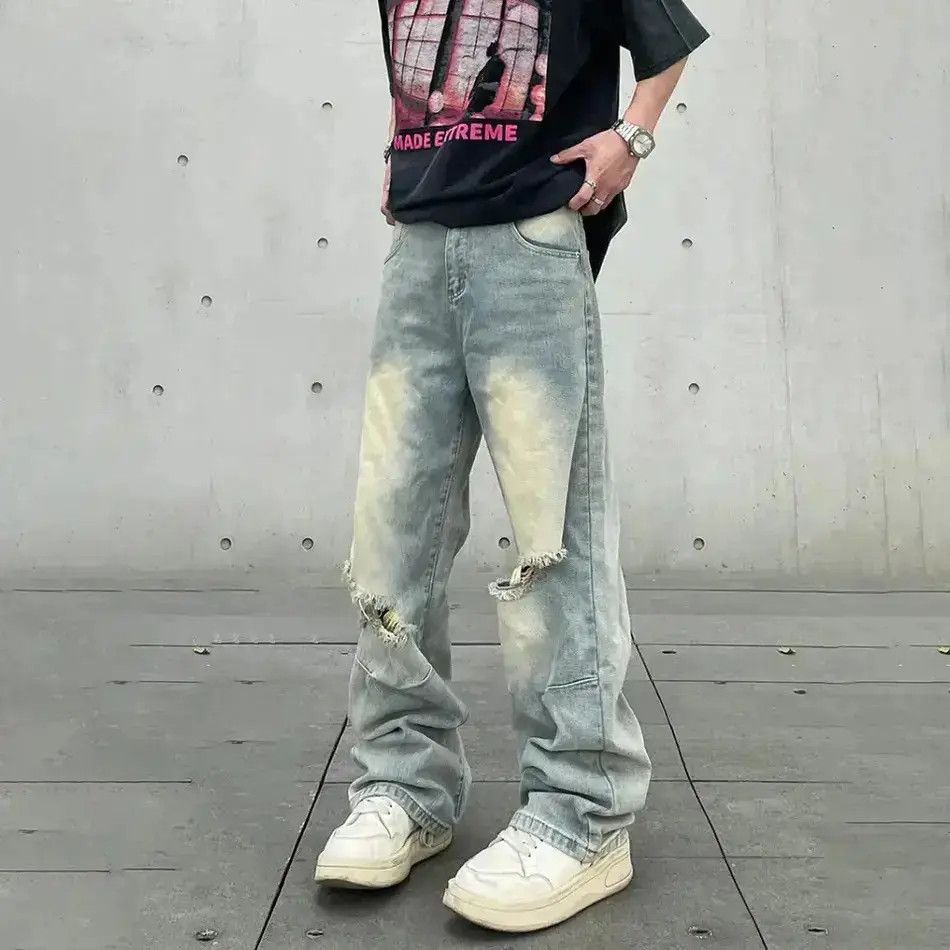 Japanese Brand Ripped Jeans Men Baggy Streetwear Size US 32 / EU 48 - 5 Thumbnail
