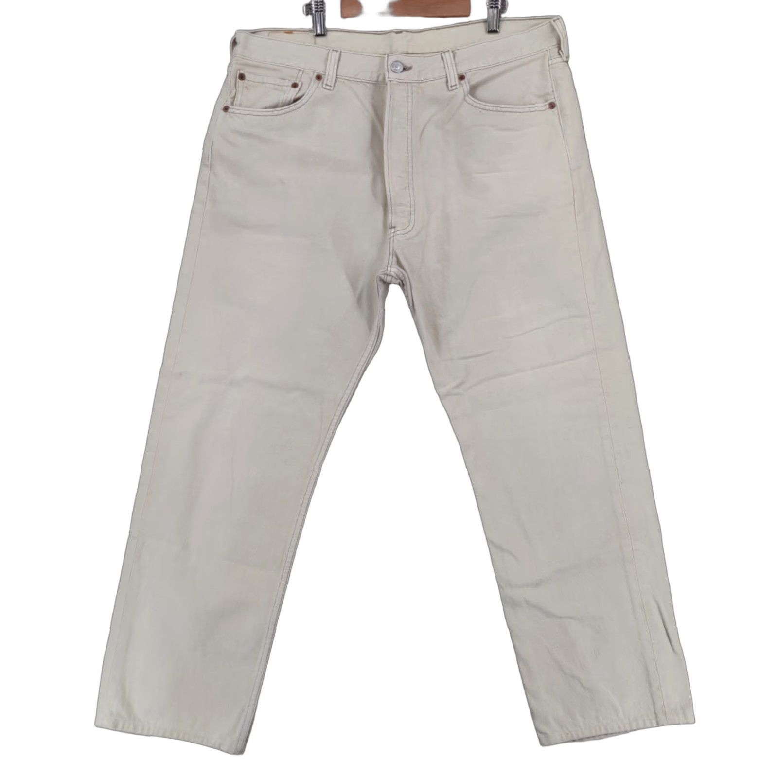 Levi's VINTAGE Levi's 501 Jeans Mens Regular Beige 38x30 (Fits 36x28) Button Fly USA 90s Size US 38 / EU 54 - 1 Thumbnail