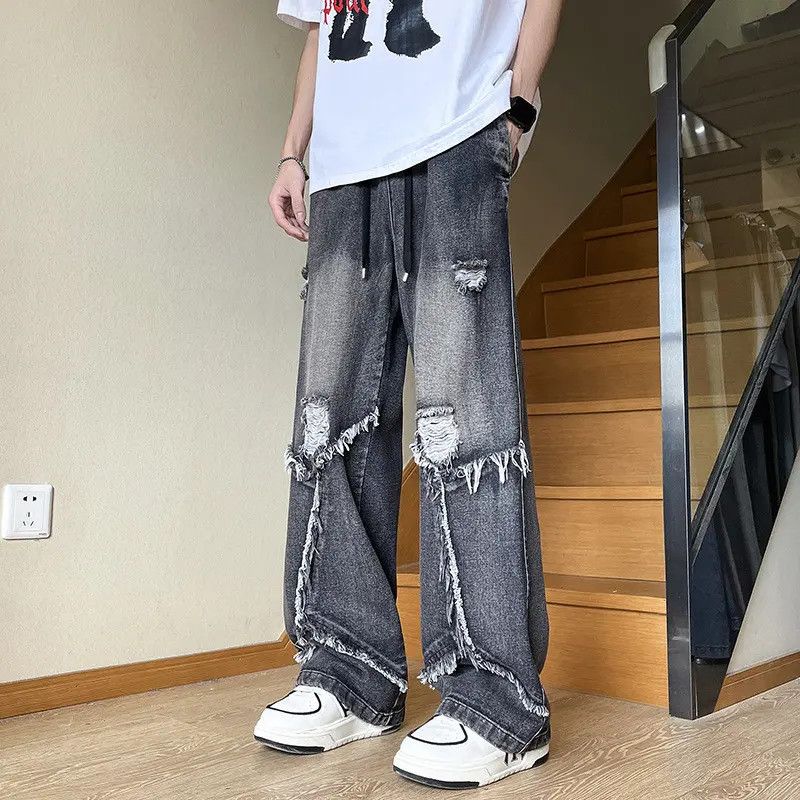 Japanese Brand Retro loose ripped tie dye micro flared jeans Size US 32 / EU 48 - 5 Thumbnail