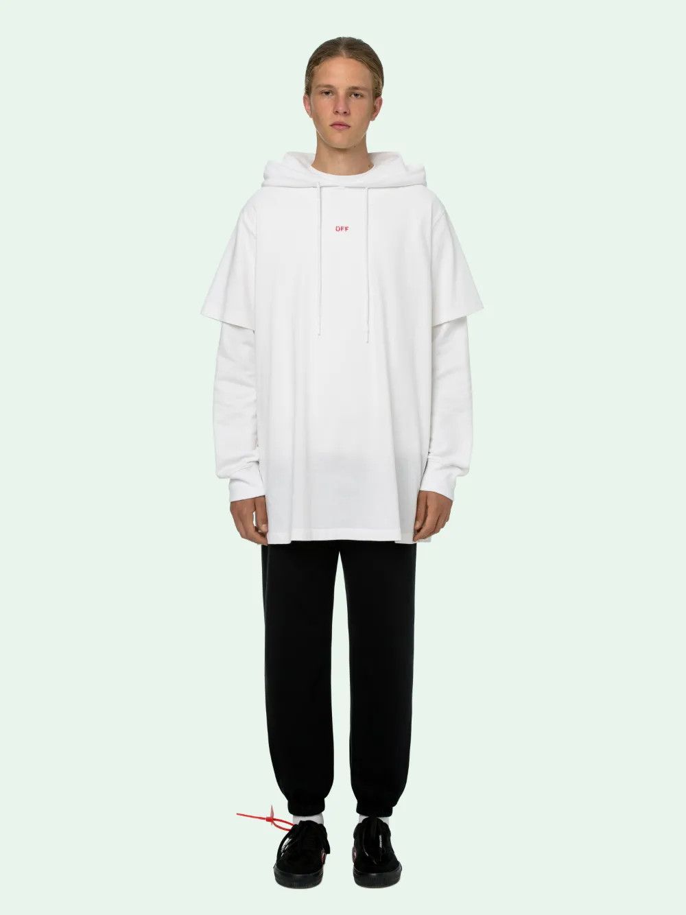 Off-White White and Red Stencil Arrows Oversized Layered Tee Hoodie Size US S / EU 44-46 / 1 - 4 Thumbnail
