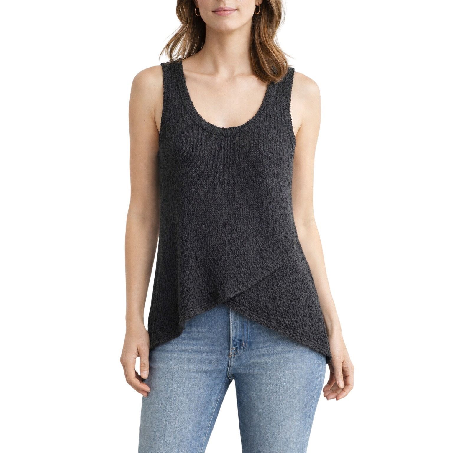 Loft LOFT Black Open Knit Sweater Tank Scoop Neck Sleeveless Sz S Size S / US 4 / IT 40 - 1 Thumbnail
