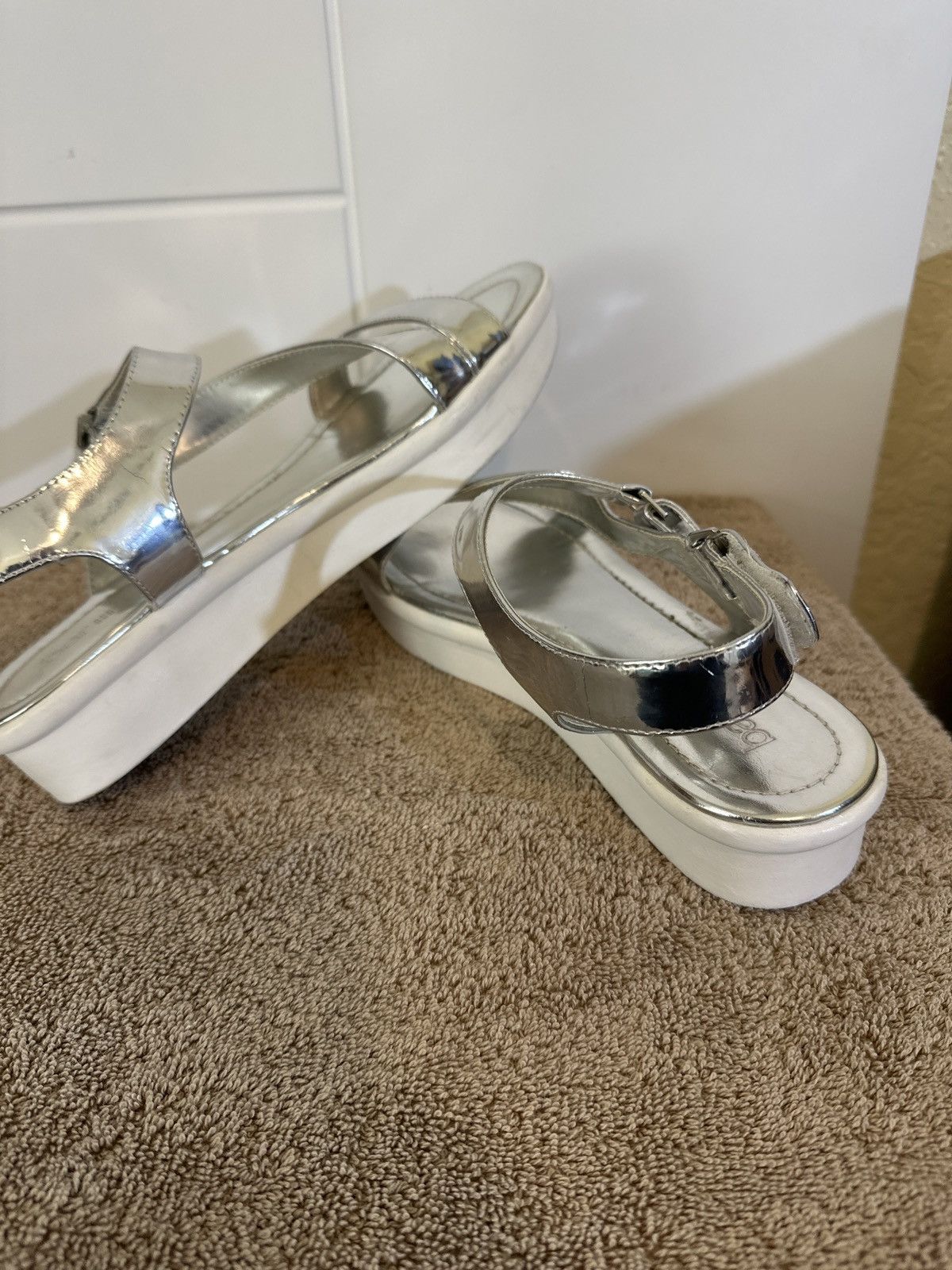 Bar III Bar III Silver Metallic Strappy Sandals. Size US 9.5 / IT 39.5 - 5 Thumbnail