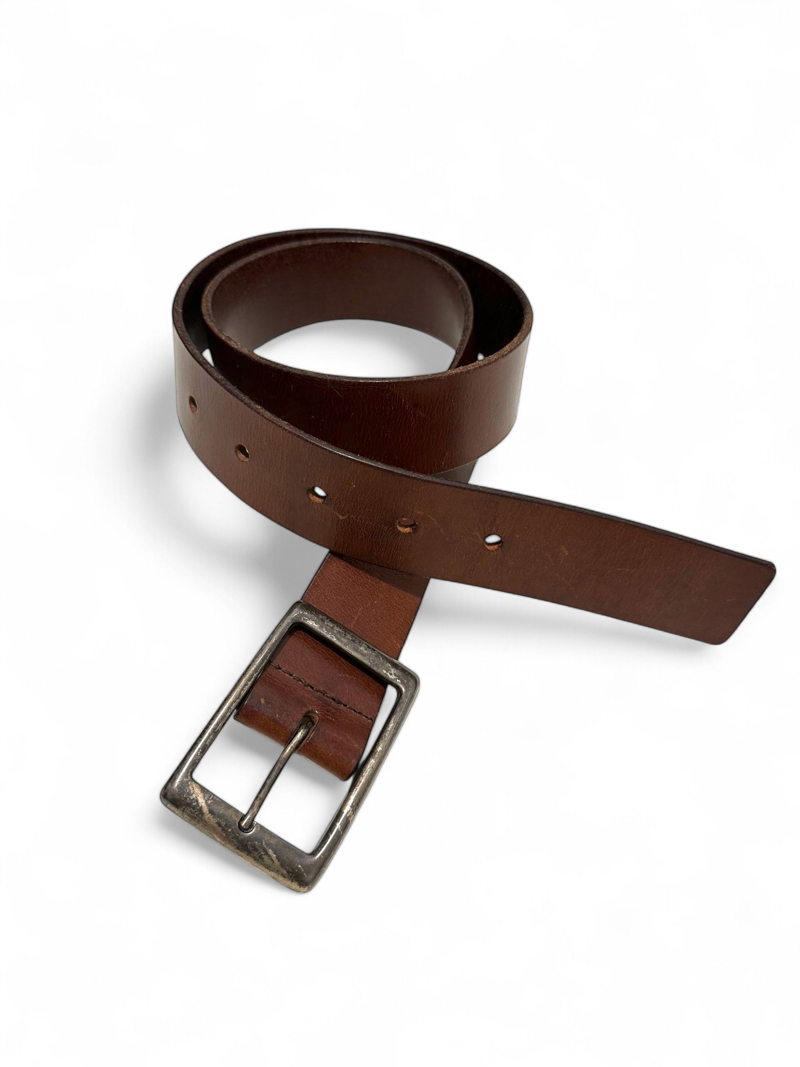 Vintage Vintage Thick Leather Brown Belt M-L Size ONE SIZE - 4 Thumbnail