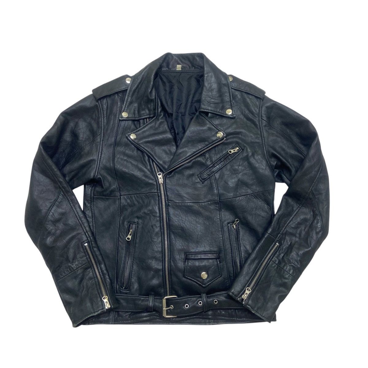 Genuine Leather × Japanese Brand × Leather Japanese Brand Double Collar Leather Jacket Size US XS / EU 42 / 0 - 1 Thumbnail