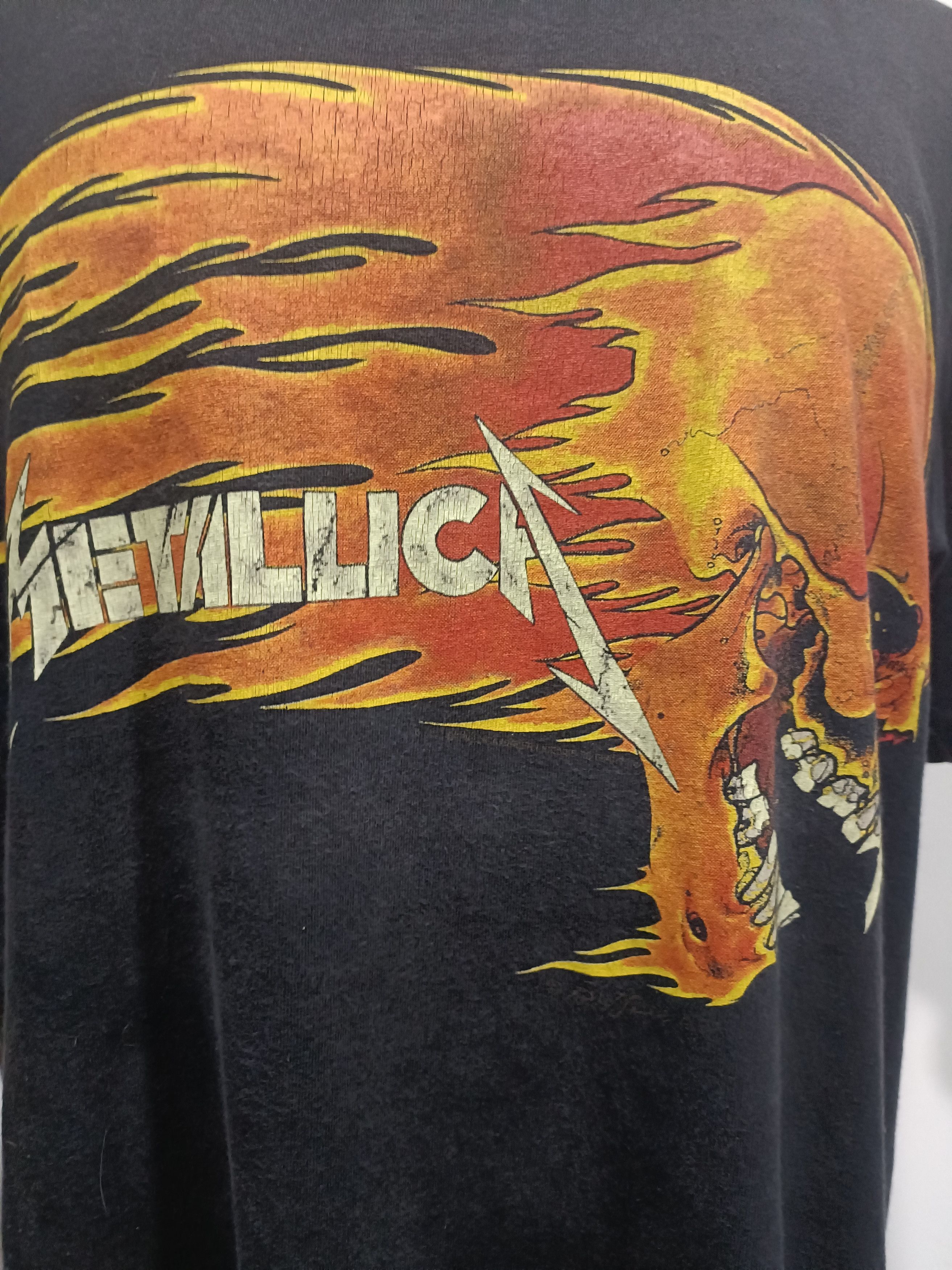 Vintage Metalica Vintage 1994 Pushed Flaming Skull T Shirt Size US XL / EU 56 / 4 - 2 Thumbnail