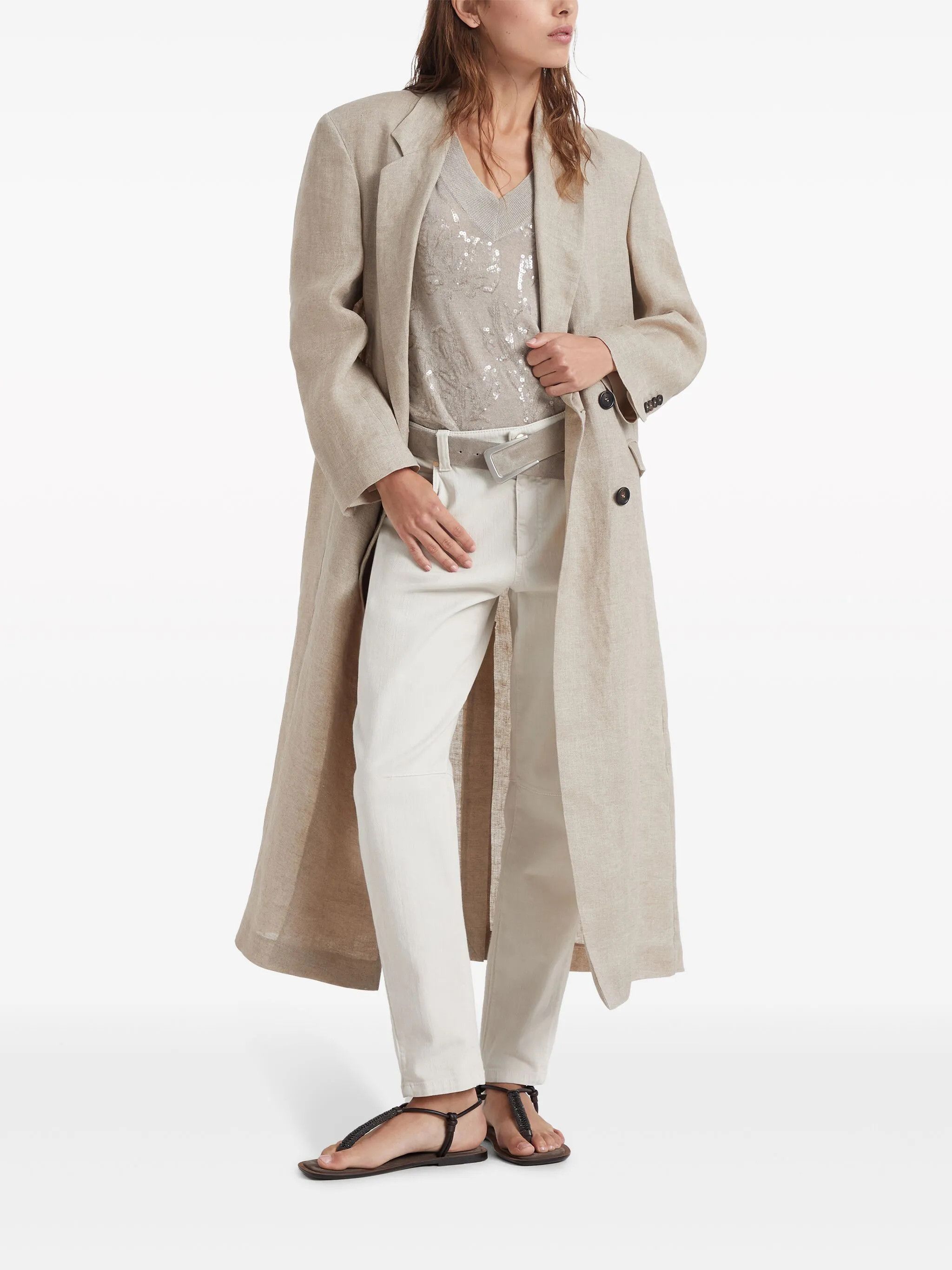 Brunello Cucinelli o1w1db10825 Woman Dyed Denim Pants in Open White Size 30" / US 8 / IT 44 - 5 Thumbnail