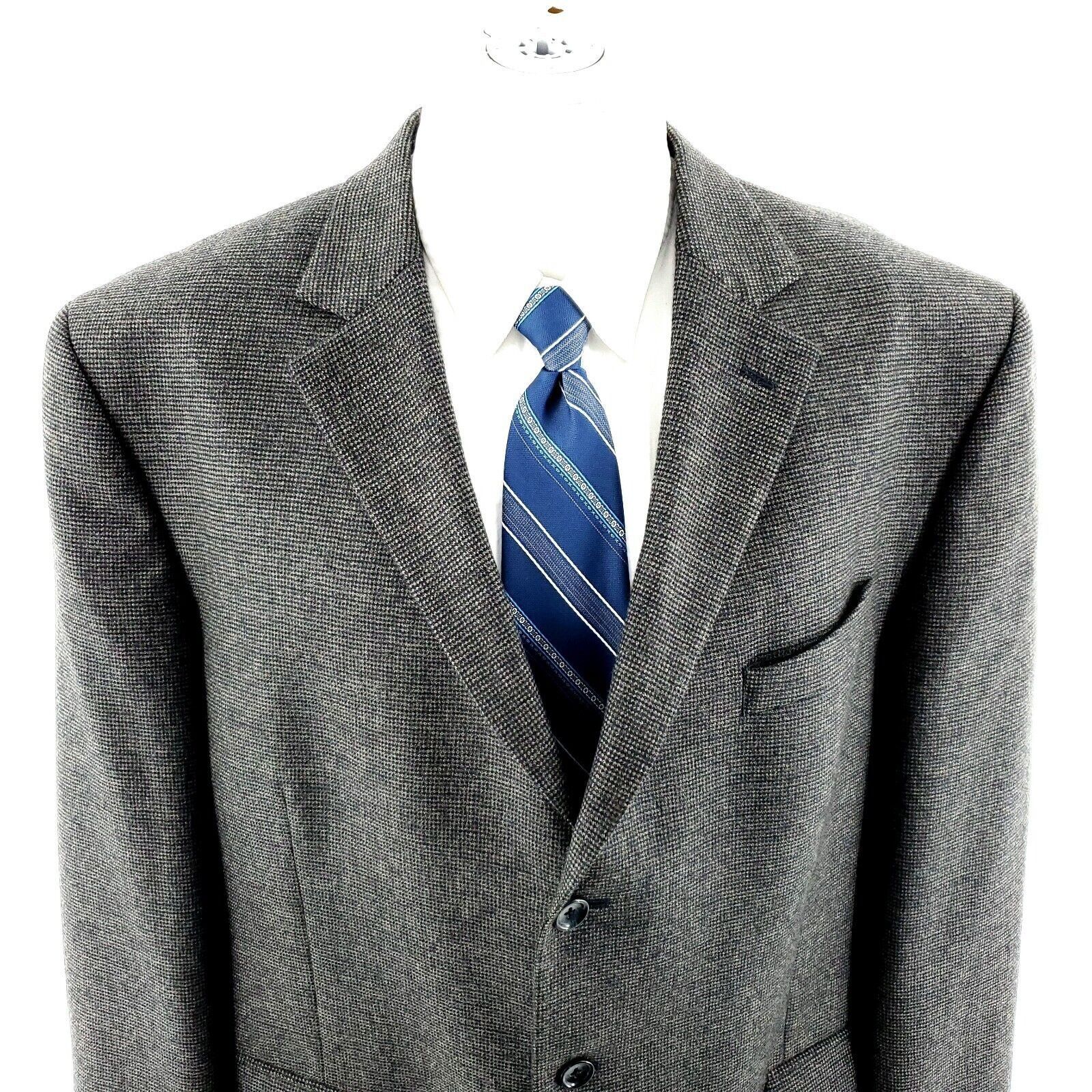 Stafford Stafford Essentials Tweed Wool 3 Button Sport Coat 46L Gray Size 46L - 1 Thumbnail
